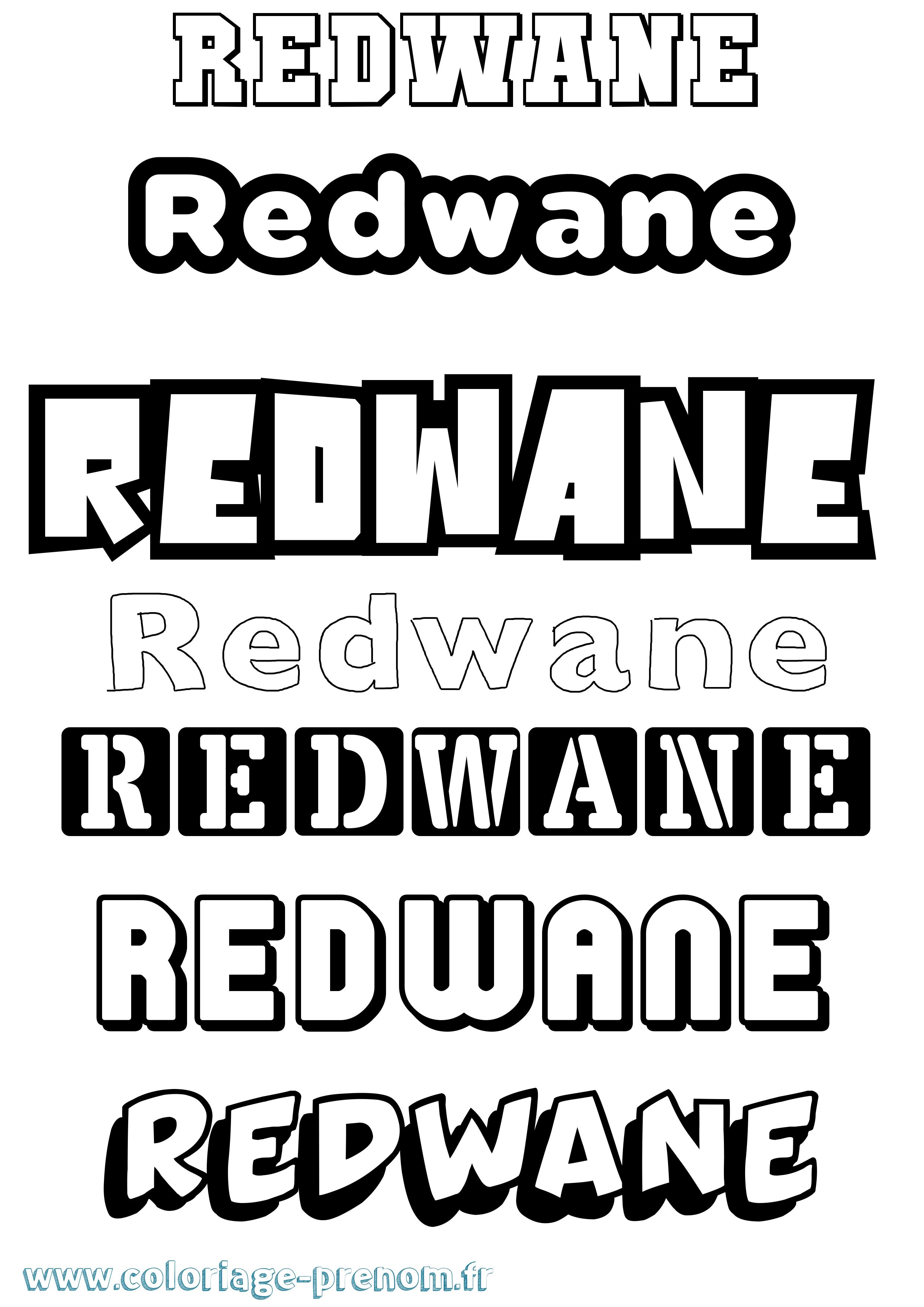 Coloriage Redwane Simple Coloriage prénom Redwane Simple