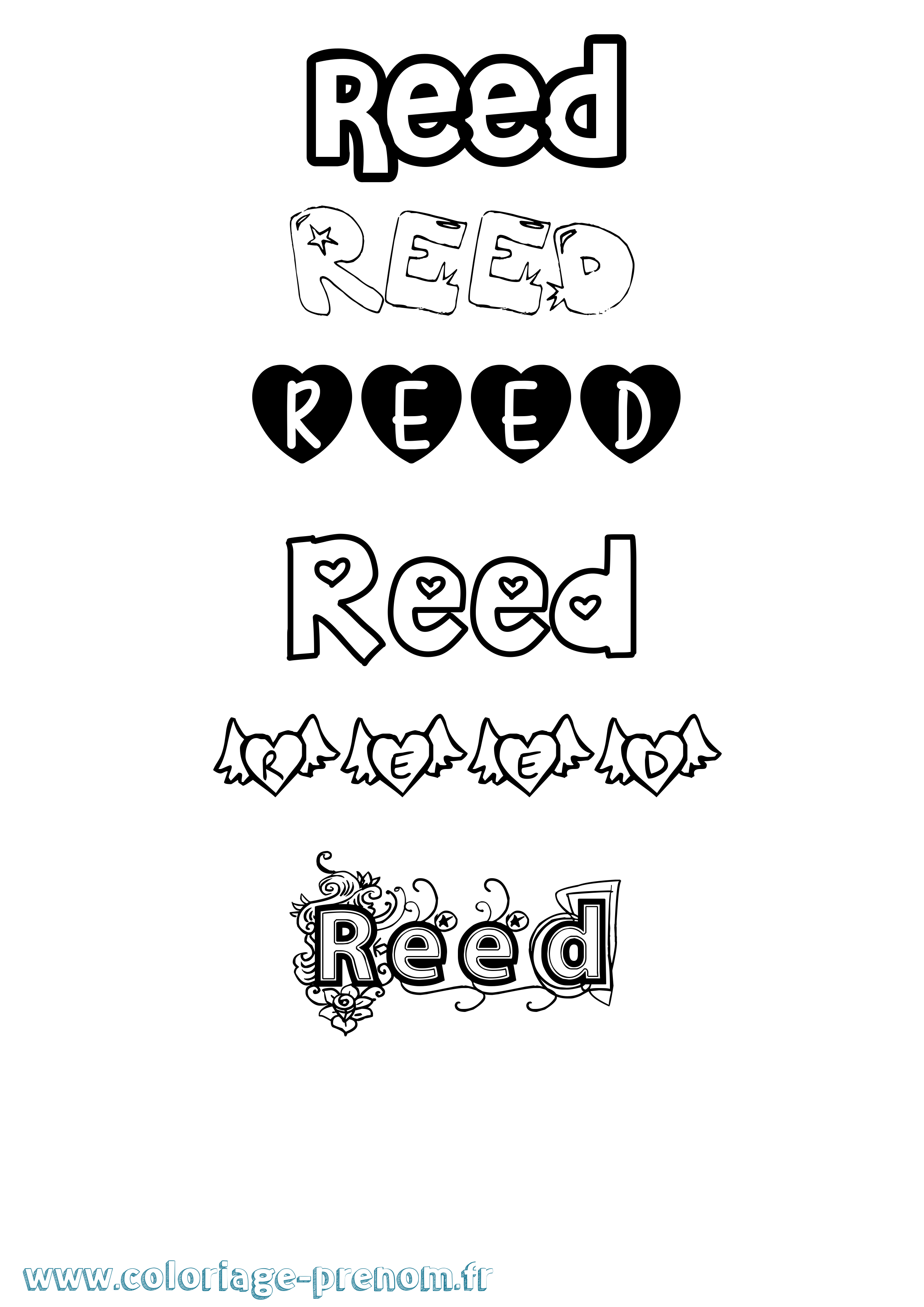 Coloriage Reed Girly Coloriage prénom Reed Girly
