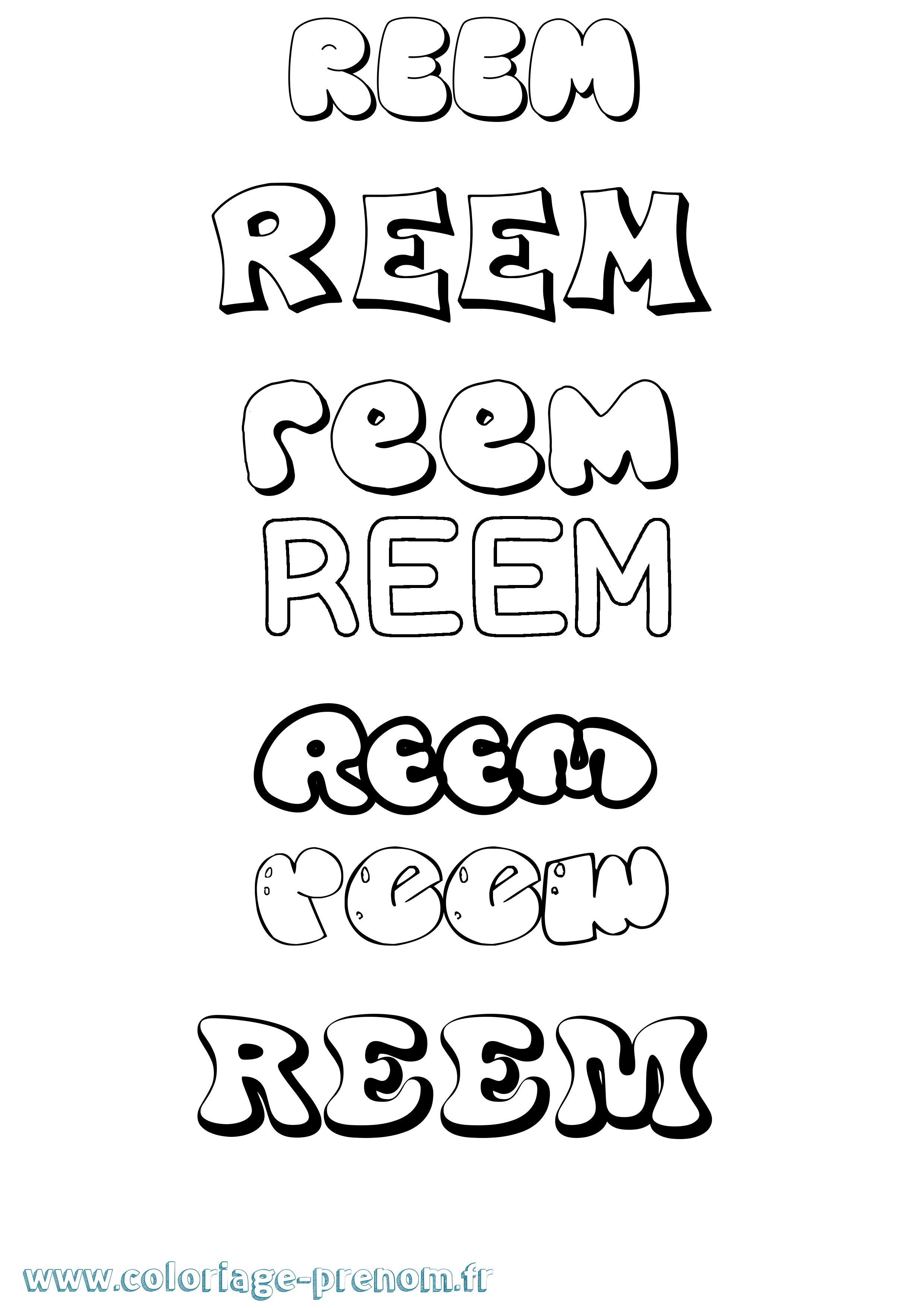 Coloriage Reem Bubble Coloriage prénom Reem Bubble