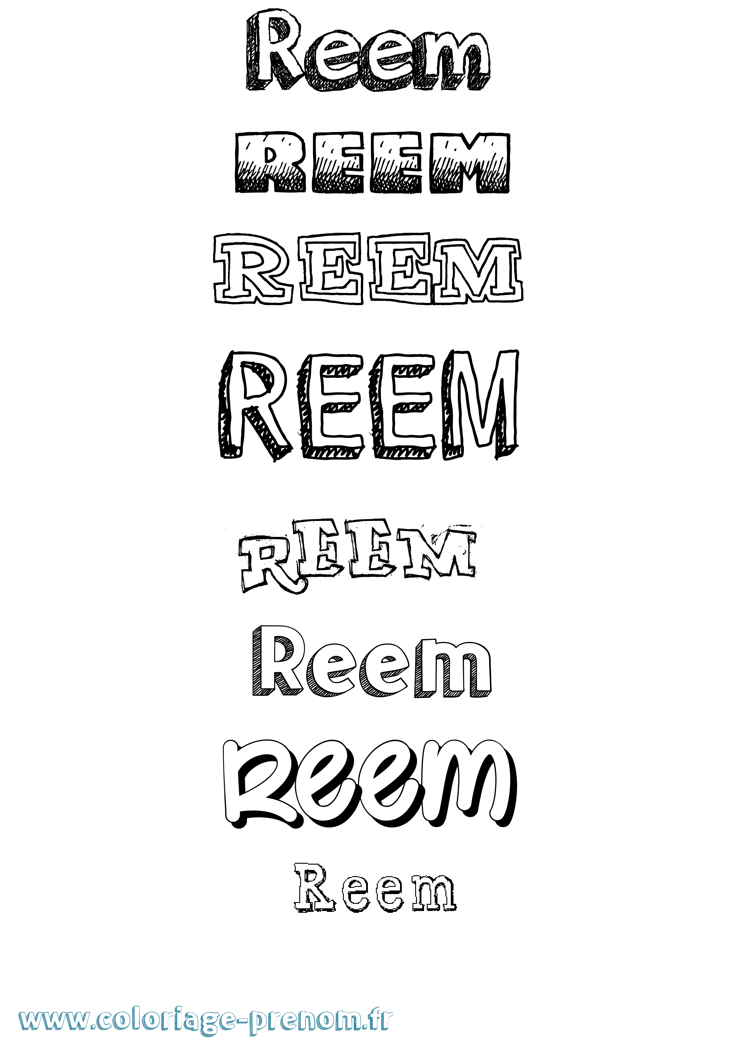 Coloriage Reem Dessiné Coloriage prénom Reem Dessiné