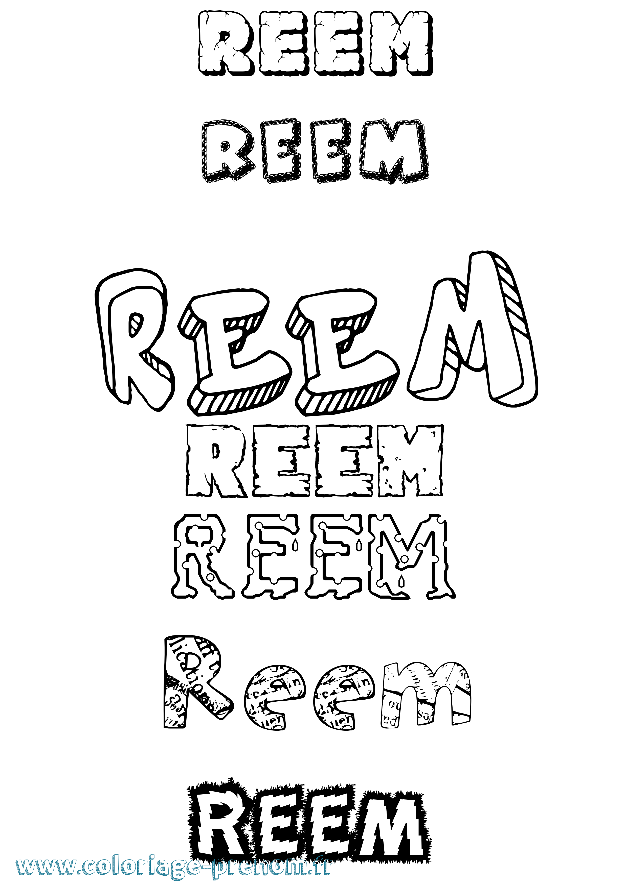 Coloriage Reem Destructuré Coloriage prénom Reem Destructuré