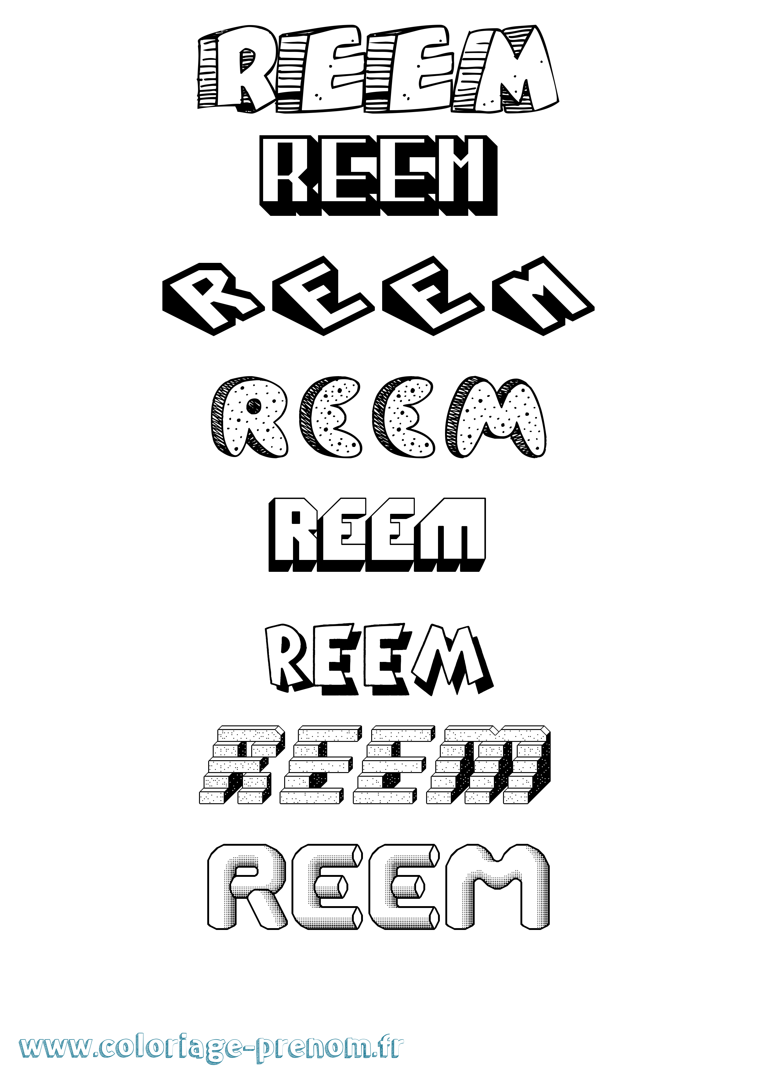 Coloriage Reem Effet 3D Coloriage prénom Reem Effet 3D