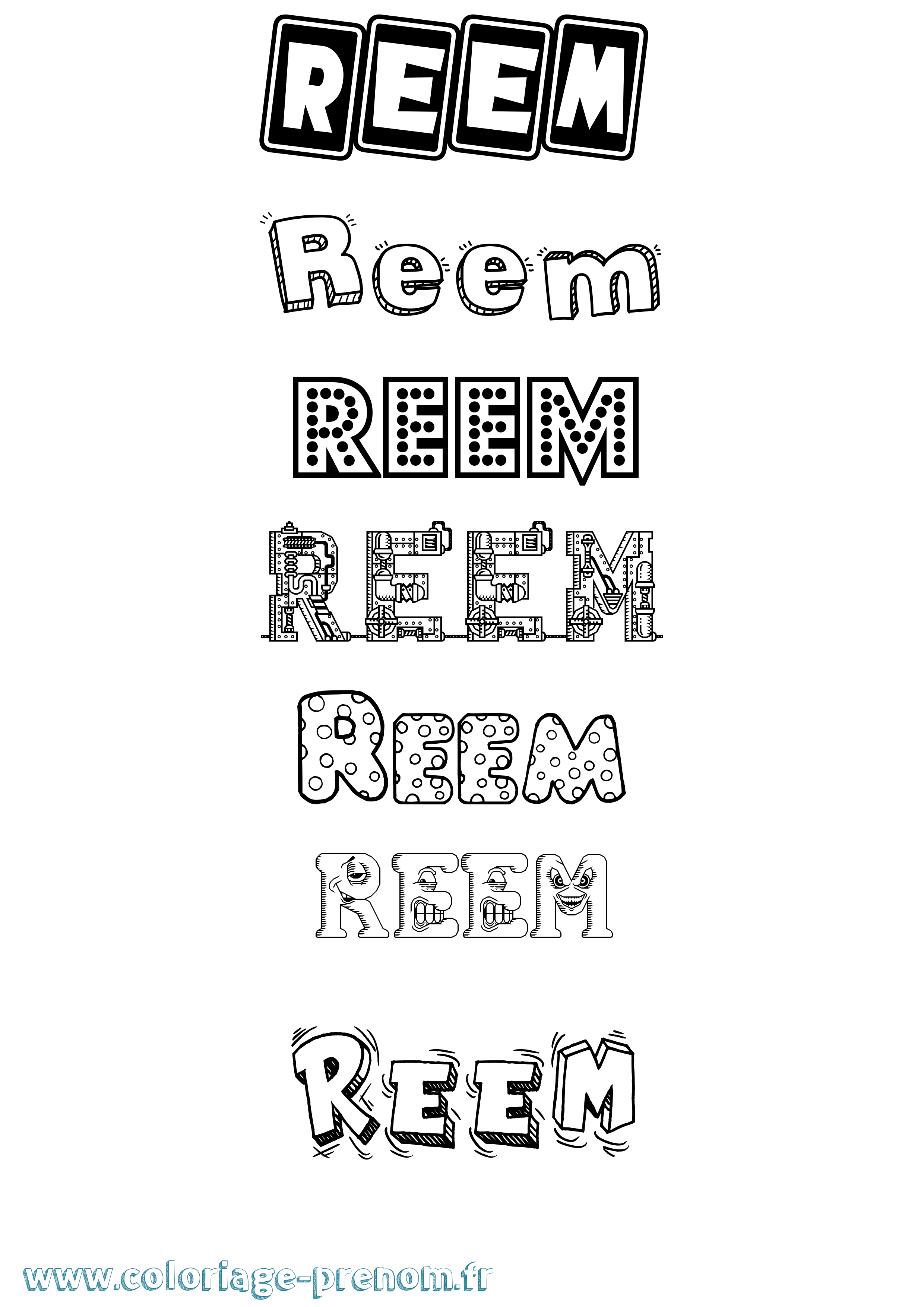 Coloriage Reem Fun Coloriage prénom Reem Fun