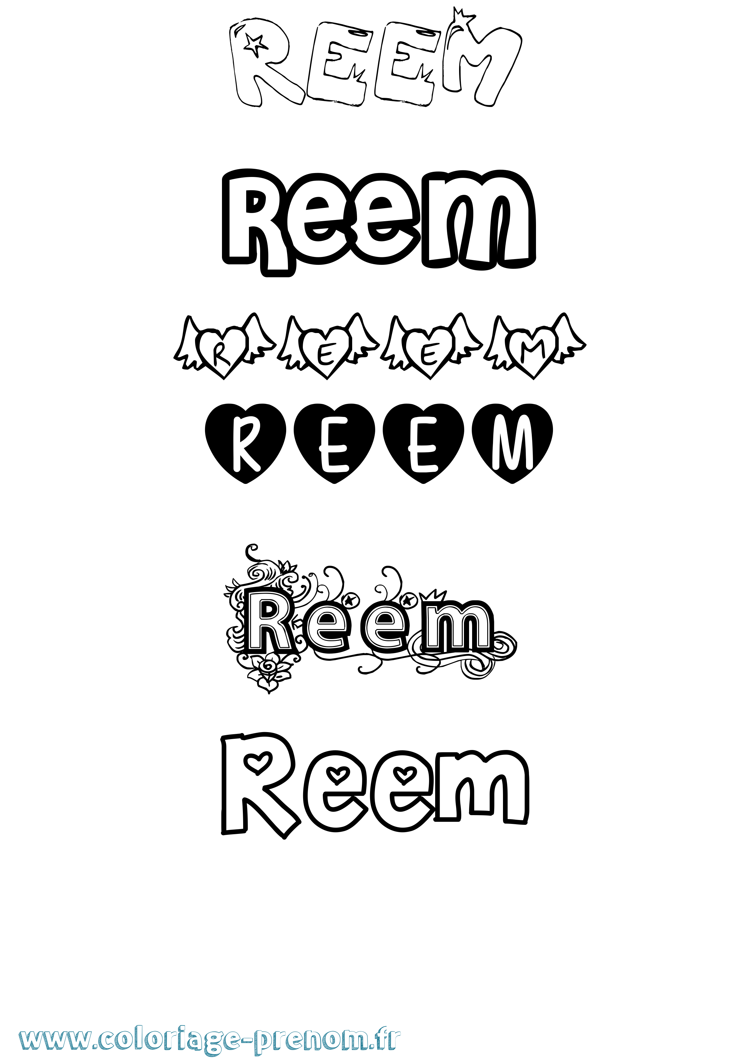 Coloriage Reem Girly Coloriage prénom Reem Girly
