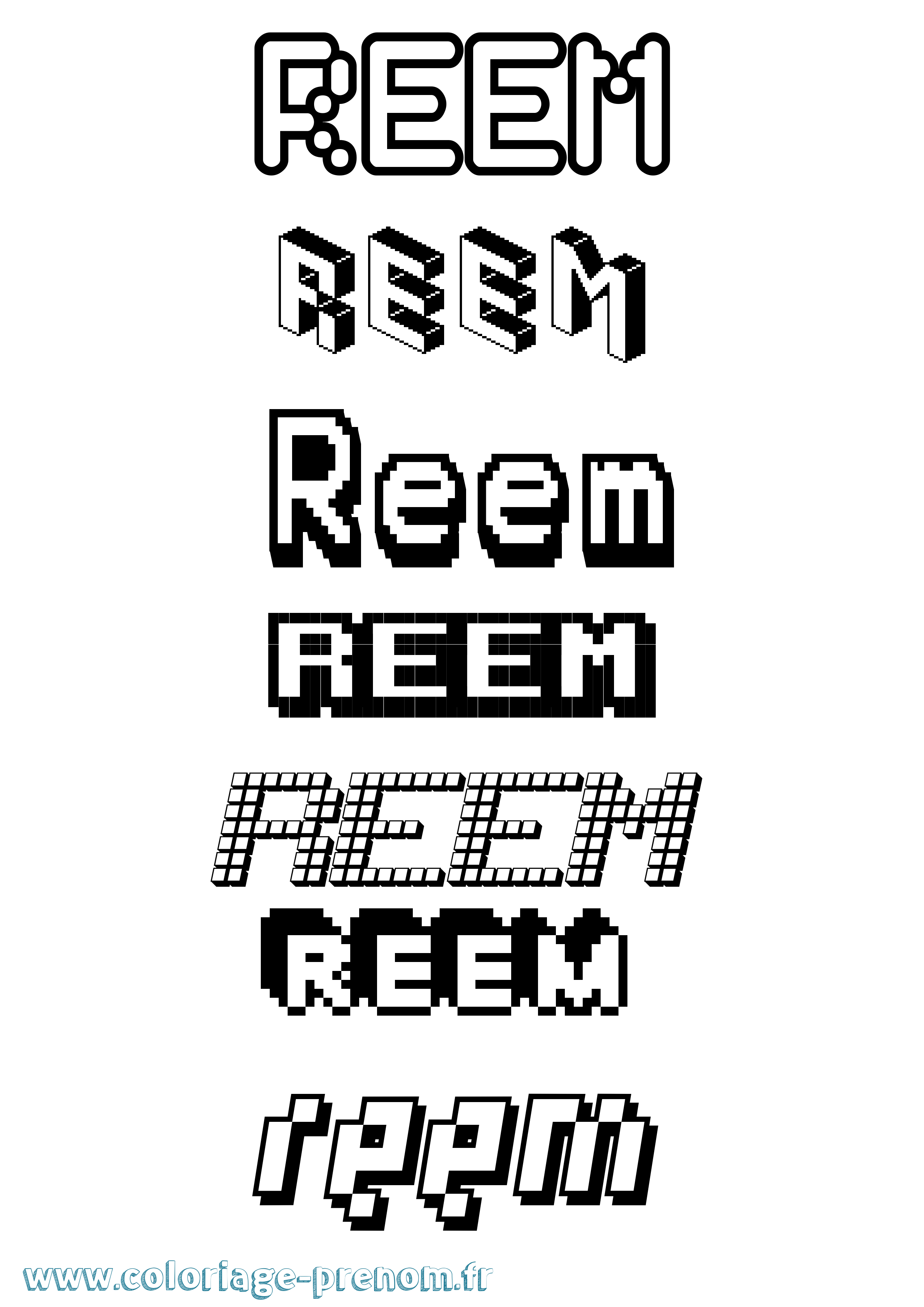 Coloriage Reem Pixel Coloriage prénom Reem Pixel