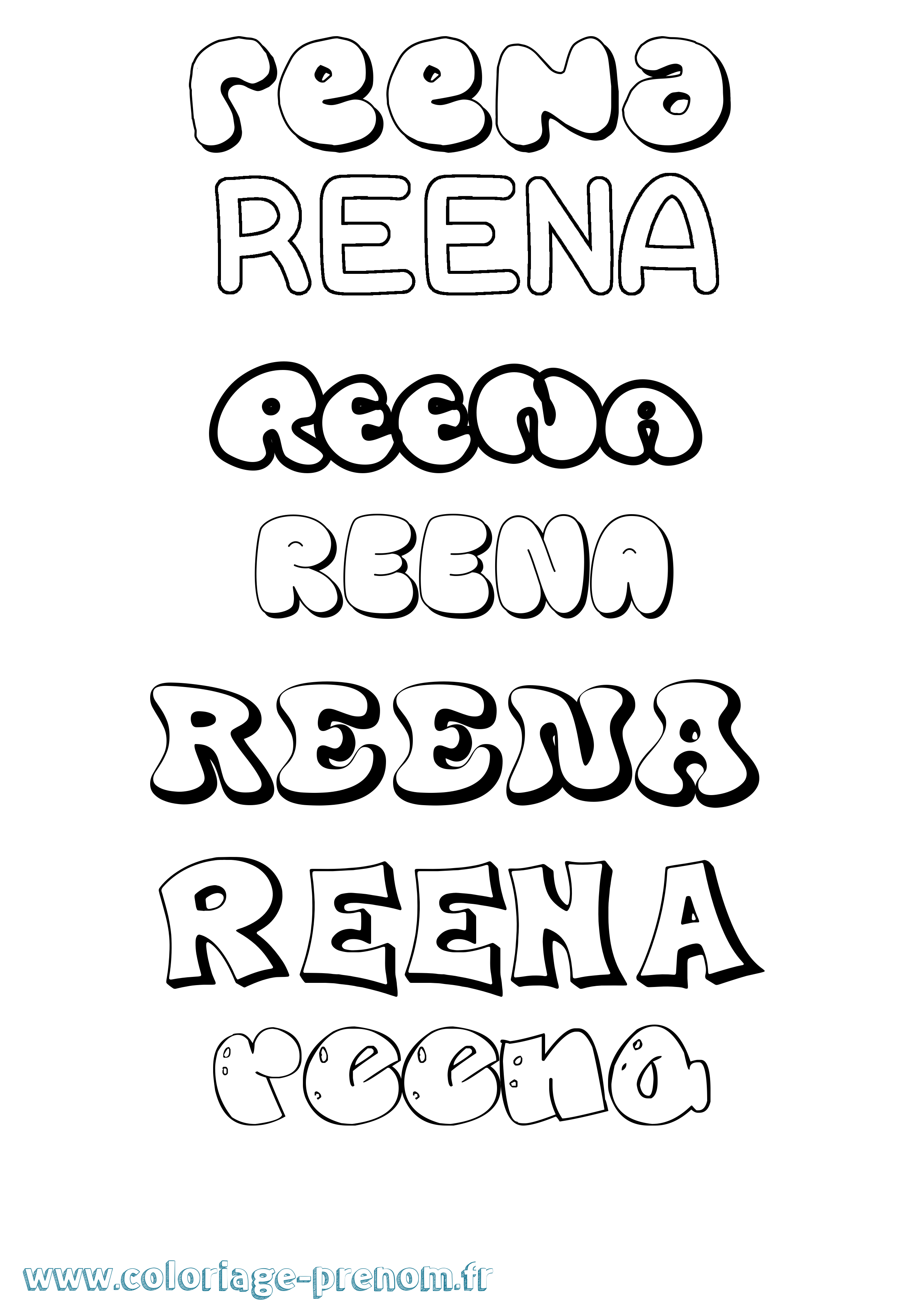 Coloriage Reena Bubble Coloriage prénom Reena Bubble