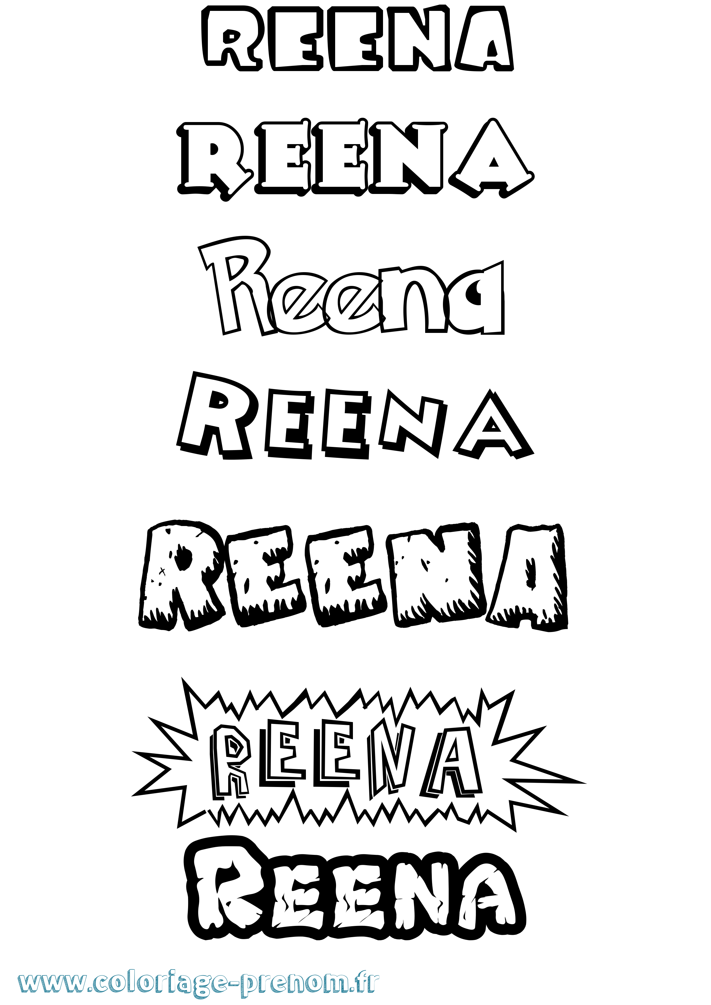 Coloriage Reena Dessin Animé Coloriage prénom Reena Dessin Animé
