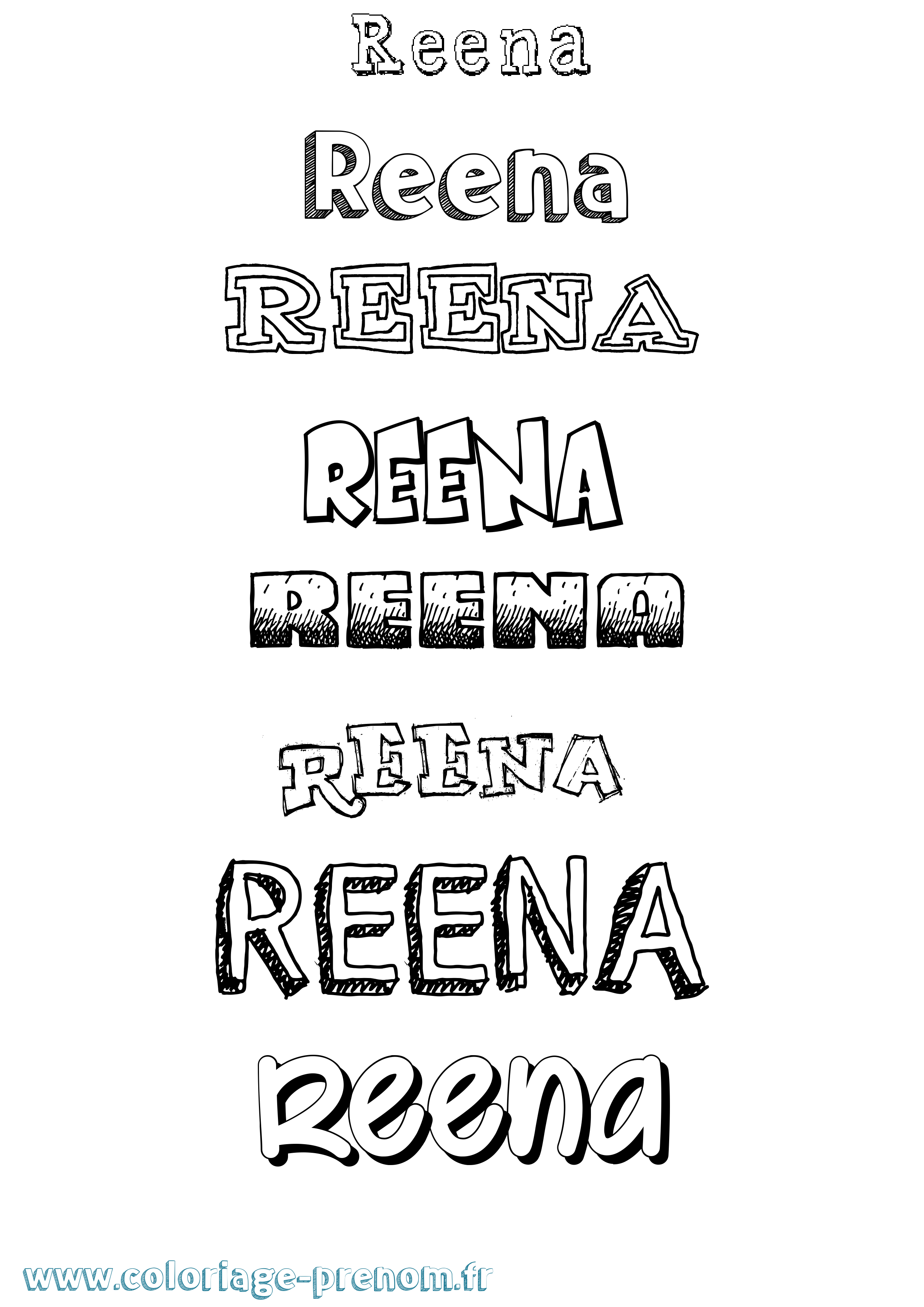 Coloriage Reena Dessiné Coloriage prénom Reena Dessiné