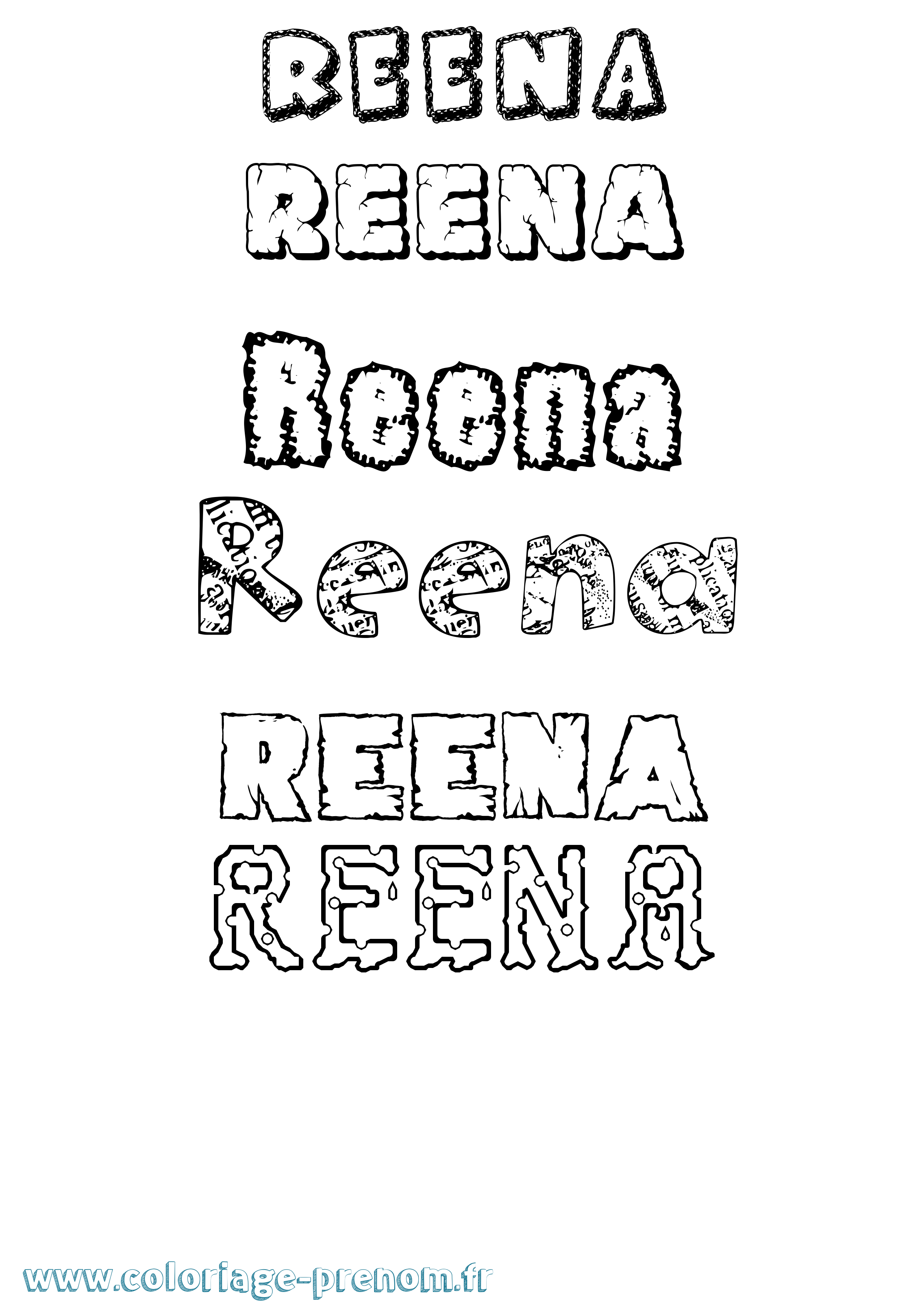 Coloriage Reena Destructuré Coloriage prénom Reena Destructuré
