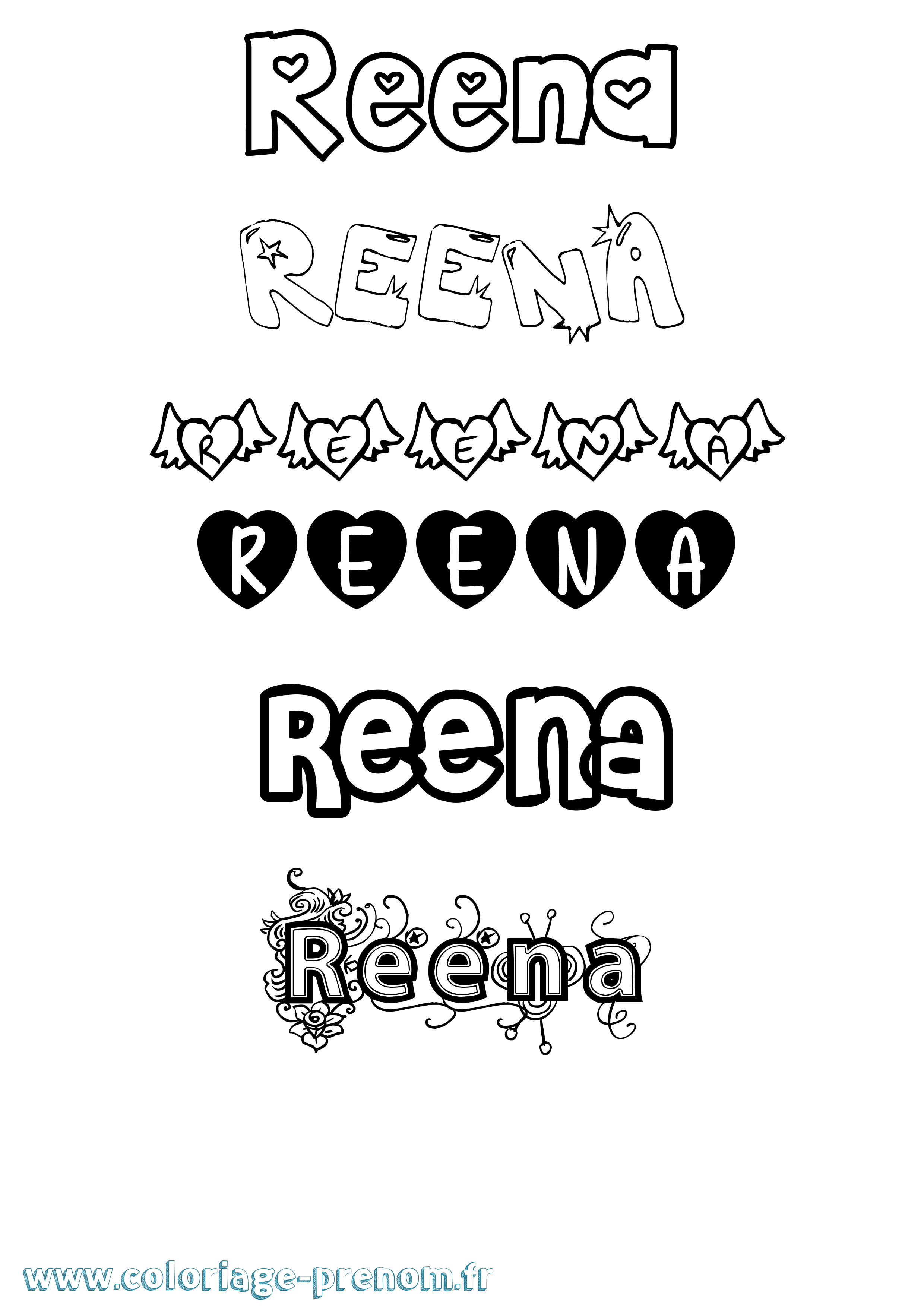 Coloriage Reena Girly Coloriage prénom Reena Girly