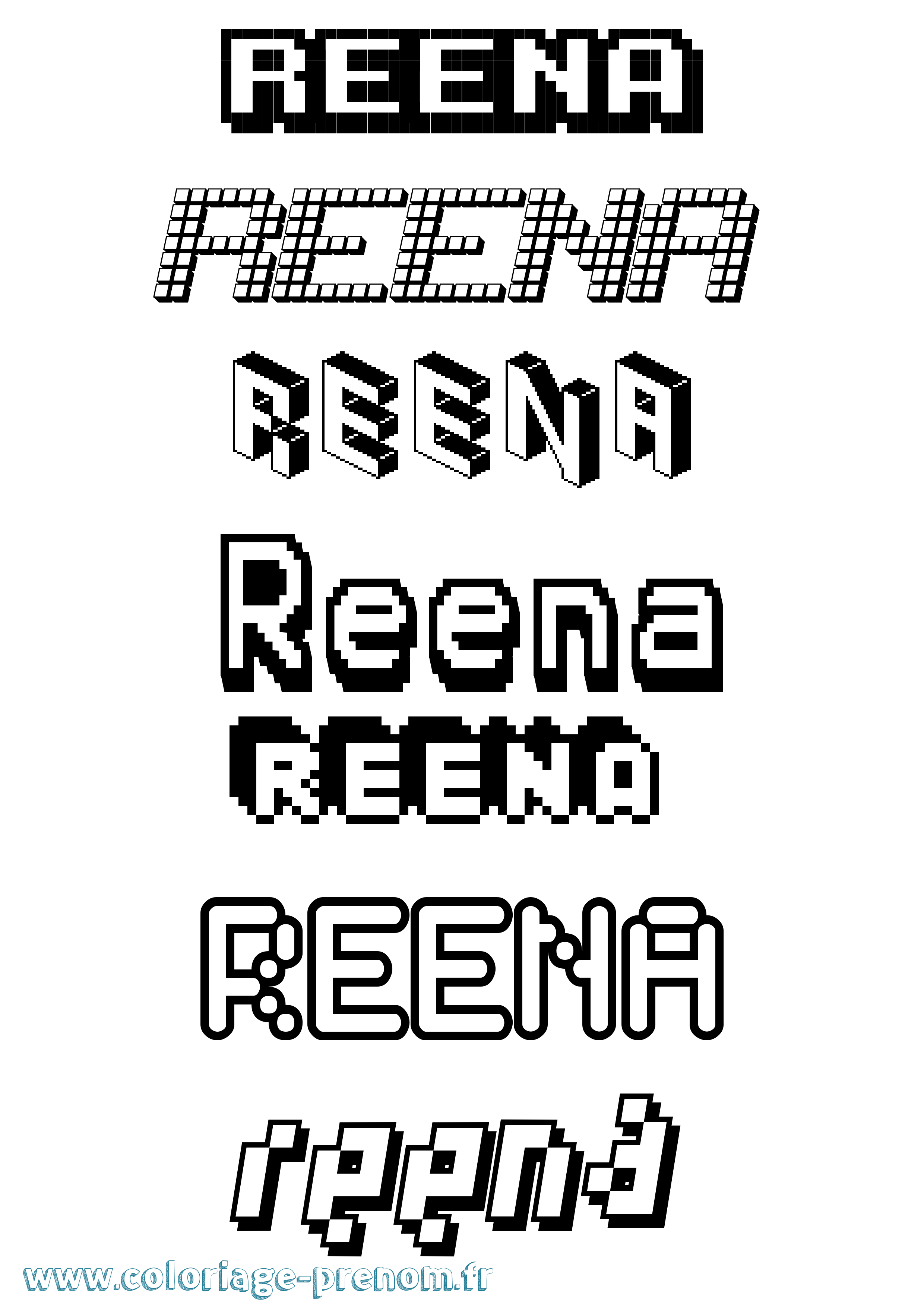 Coloriage Reena Pixel Coloriage prénom Reena Pixel