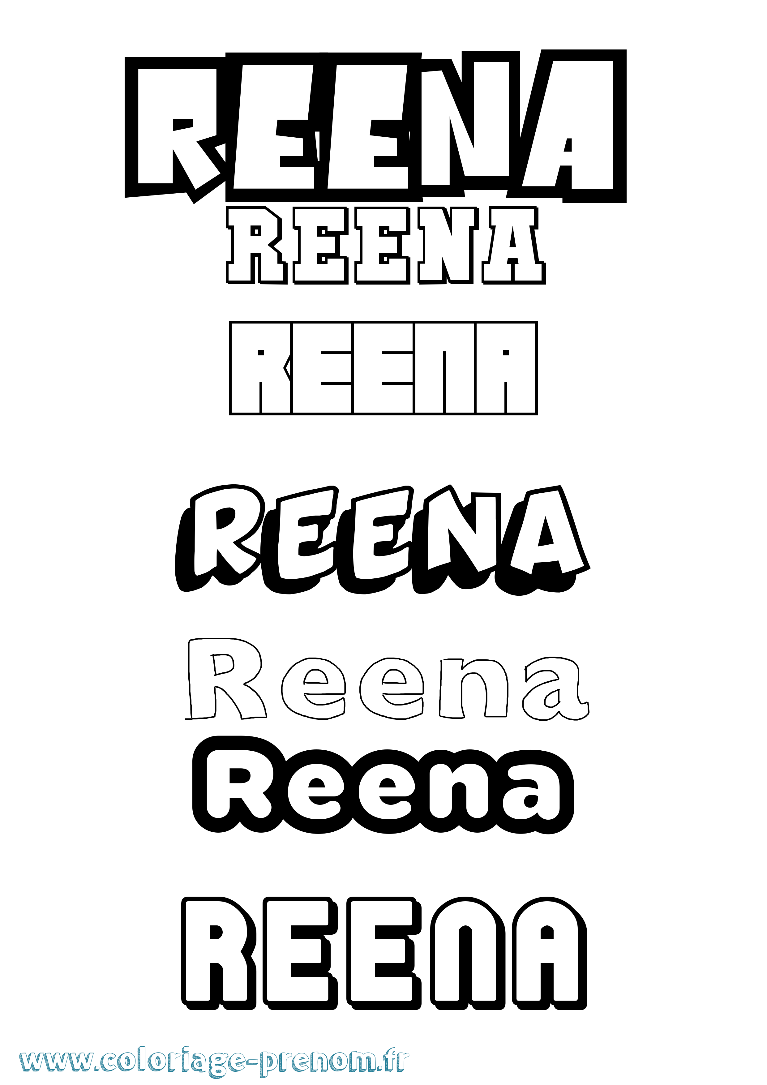 Coloriage Reena Simple Coloriage prénom Reena Simple