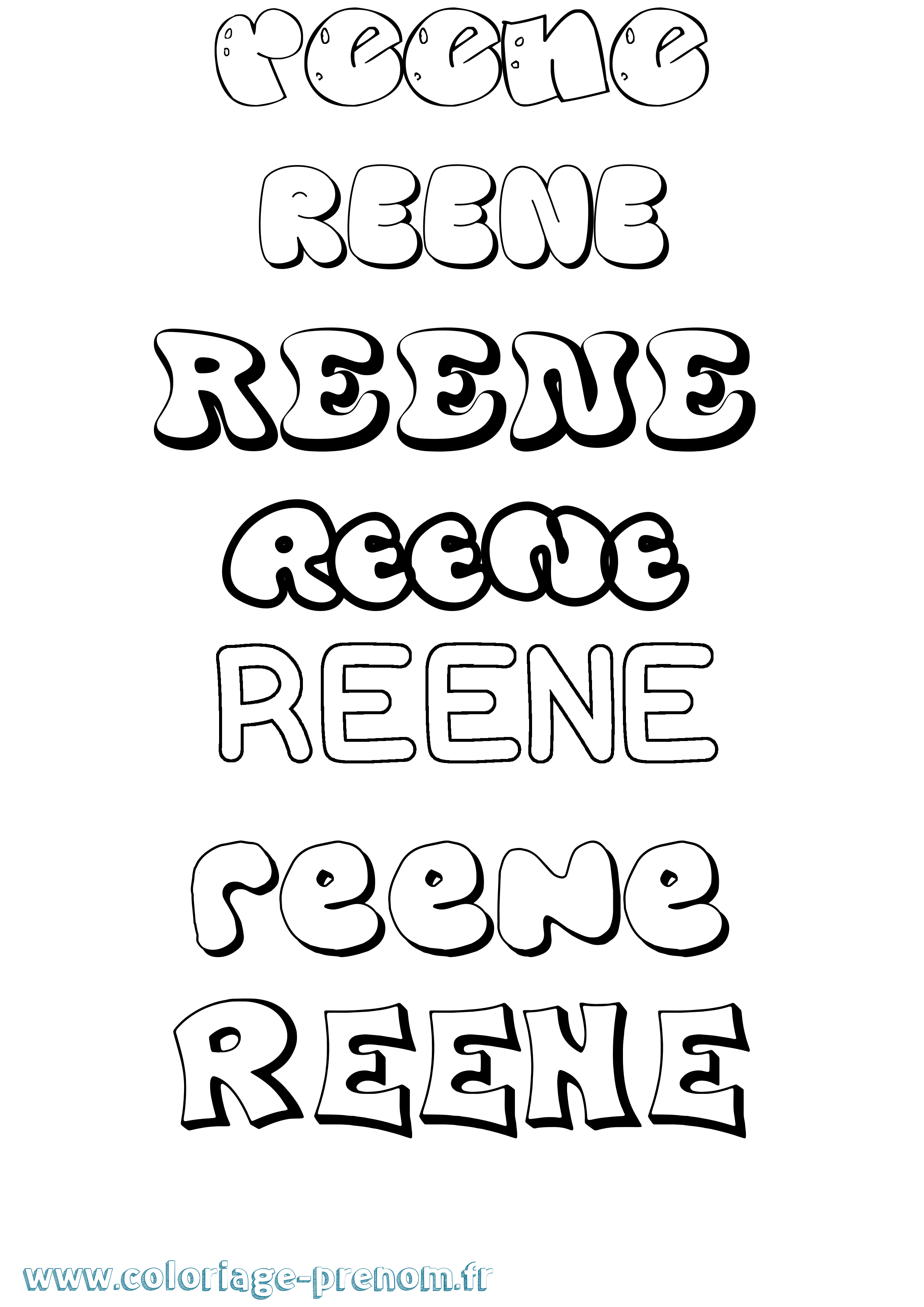 Coloriage Reene Bubble Coloriage prénom Reene Bubble