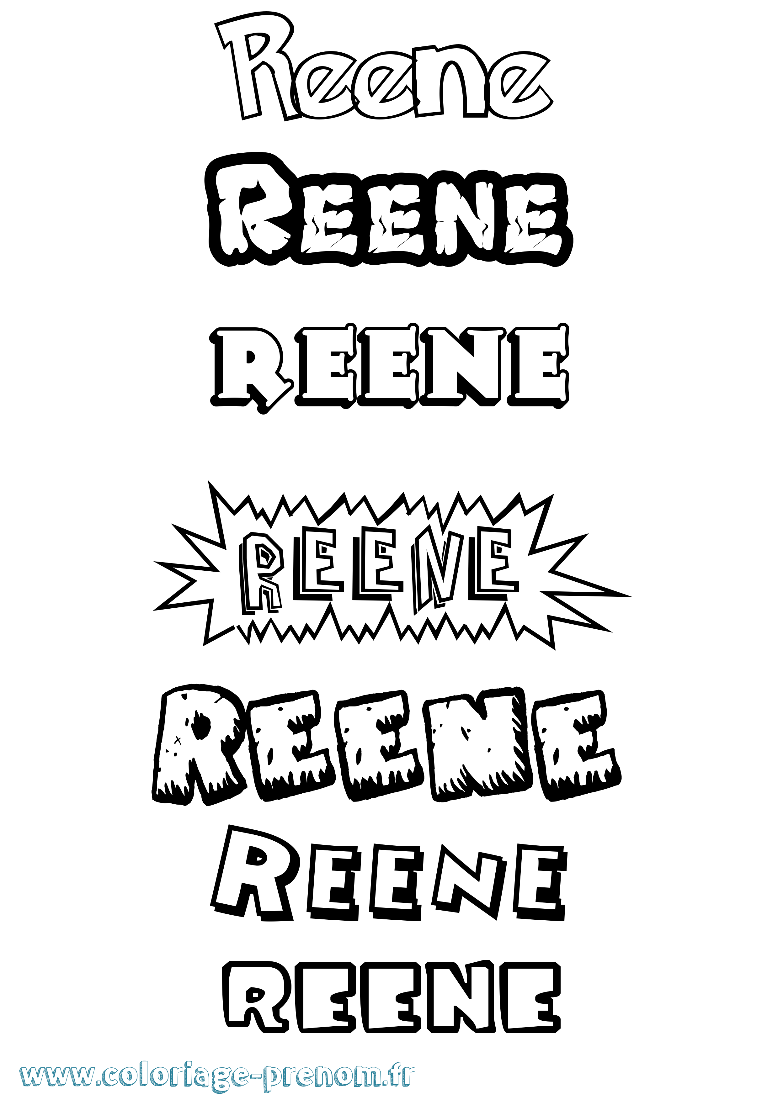 Coloriage Reene Dessin Animé Coloriage prénom Reene Dessin Animé