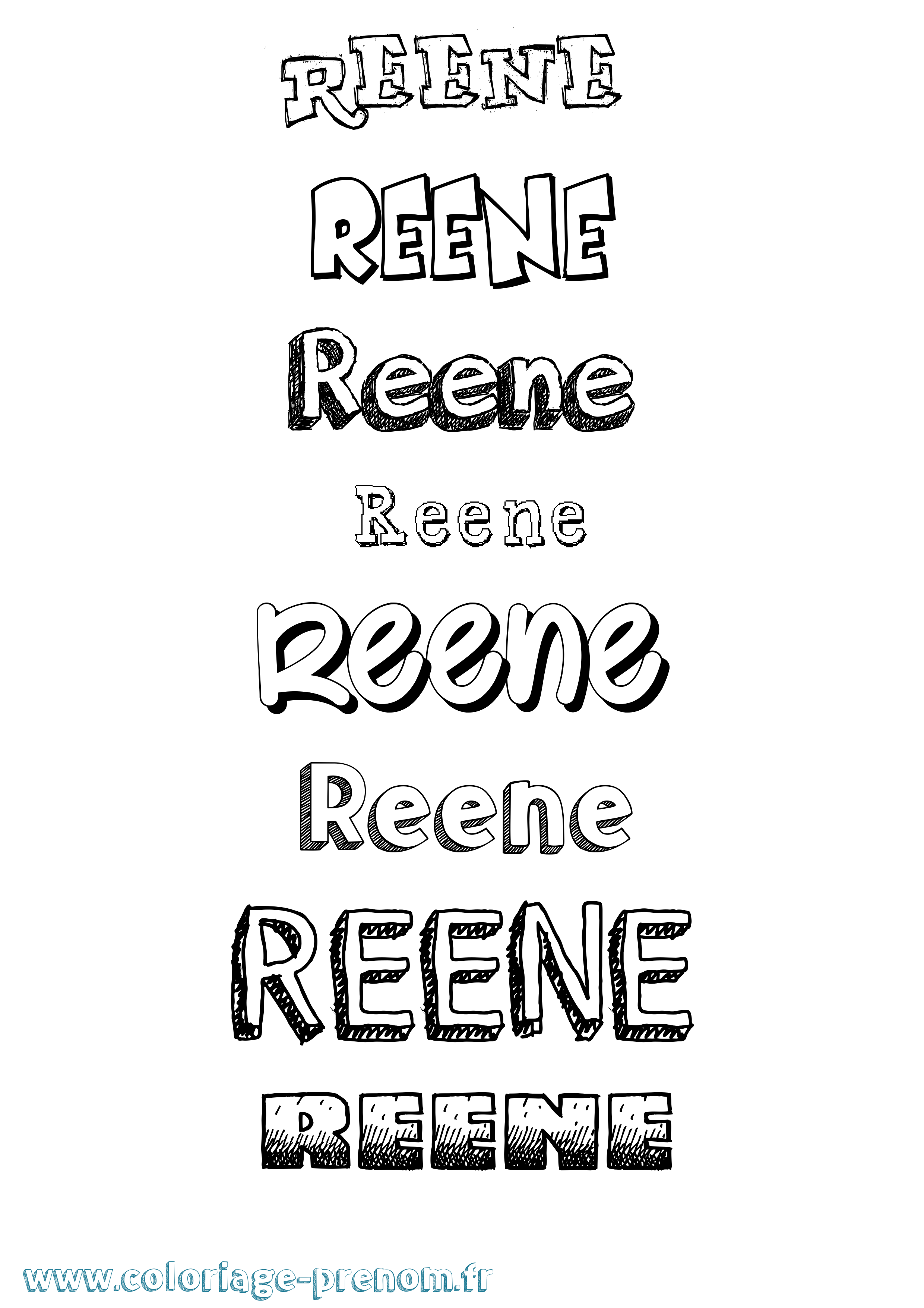 Coloriage Reene Dessiné Coloriage prénom Reene Dessiné