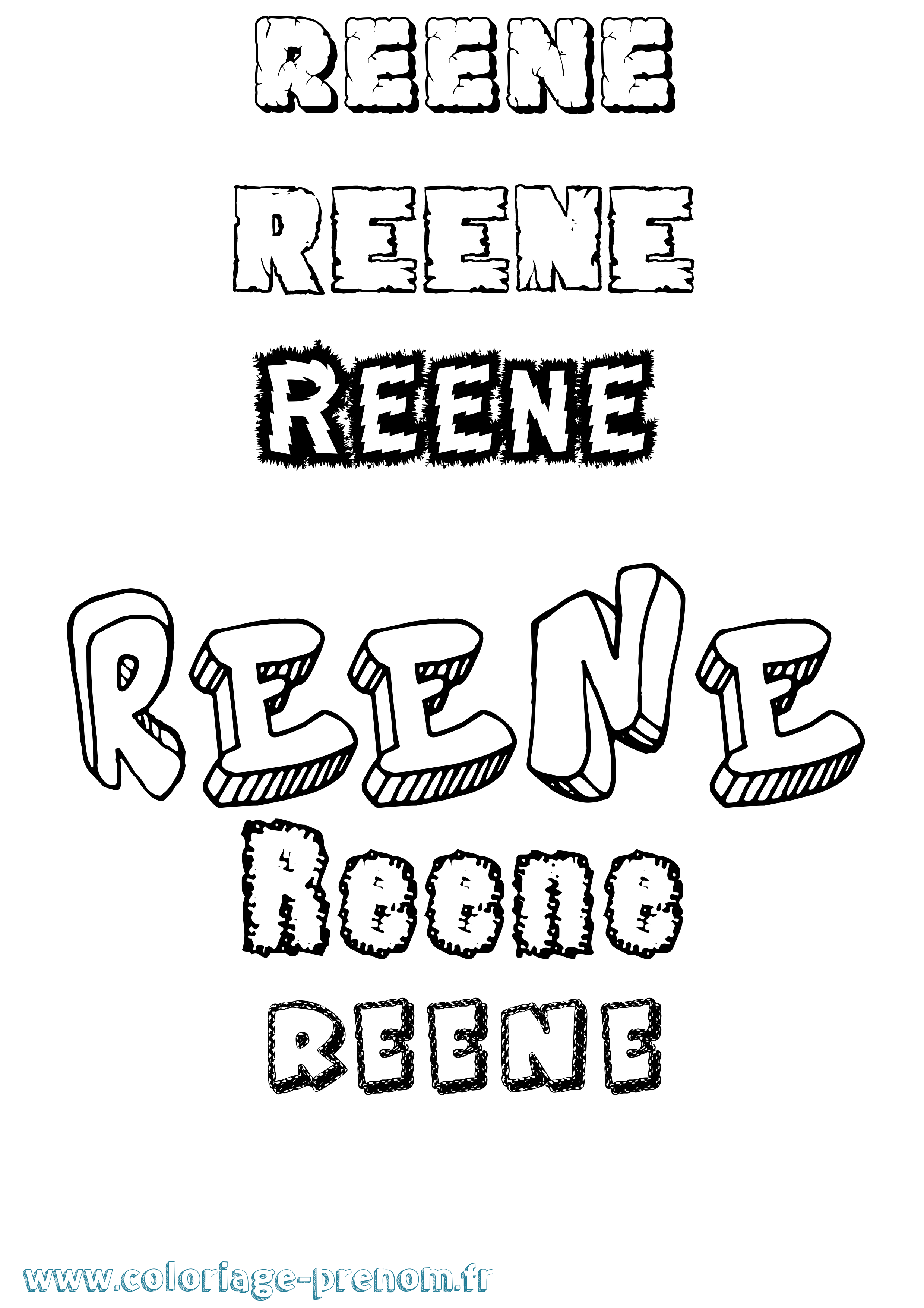 Coloriage Reene Destructuré Coloriage prénom Reene Destructuré