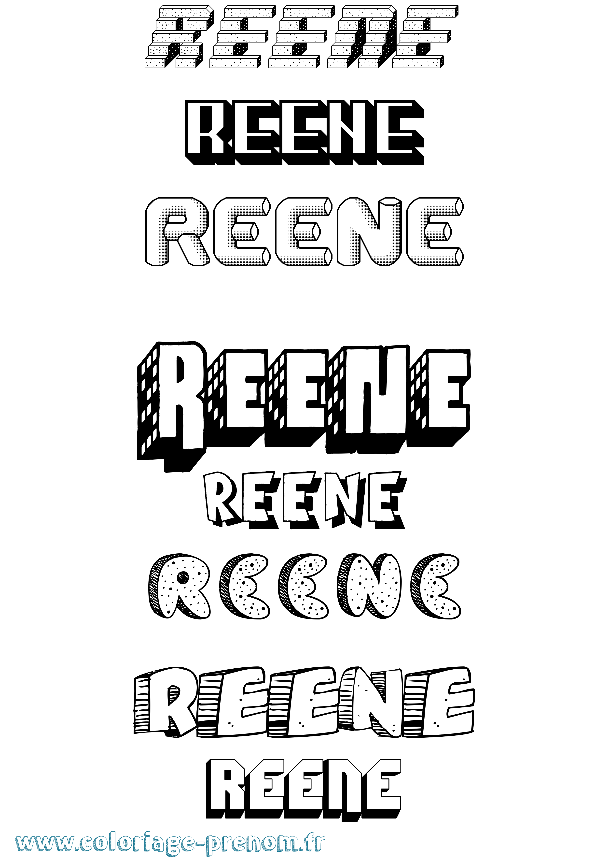 Coloriage Reene Effet 3D Coloriage prénom Reene Effet 3D