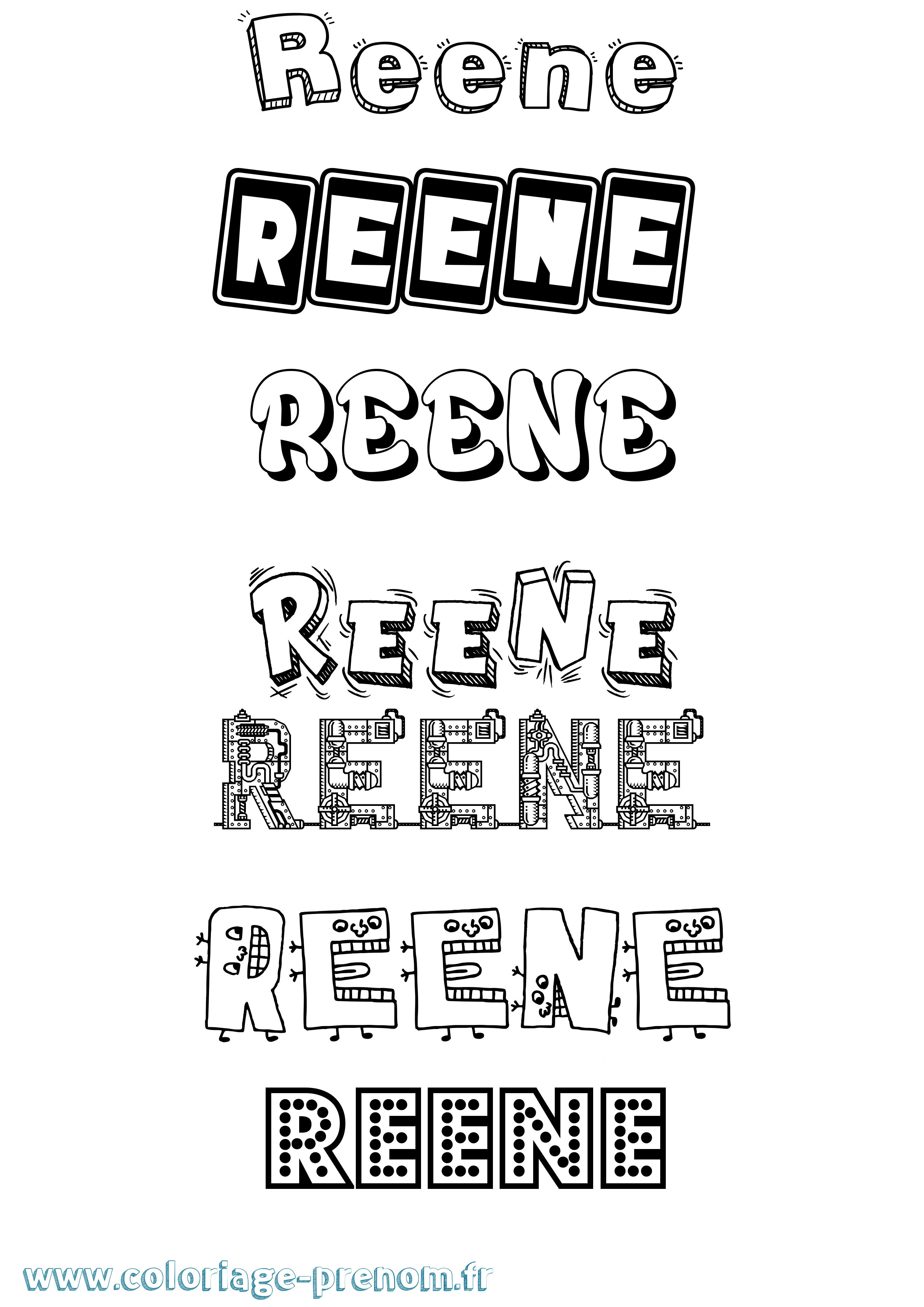 Coloriage Reene Fun Coloriage prénom Reene Fun