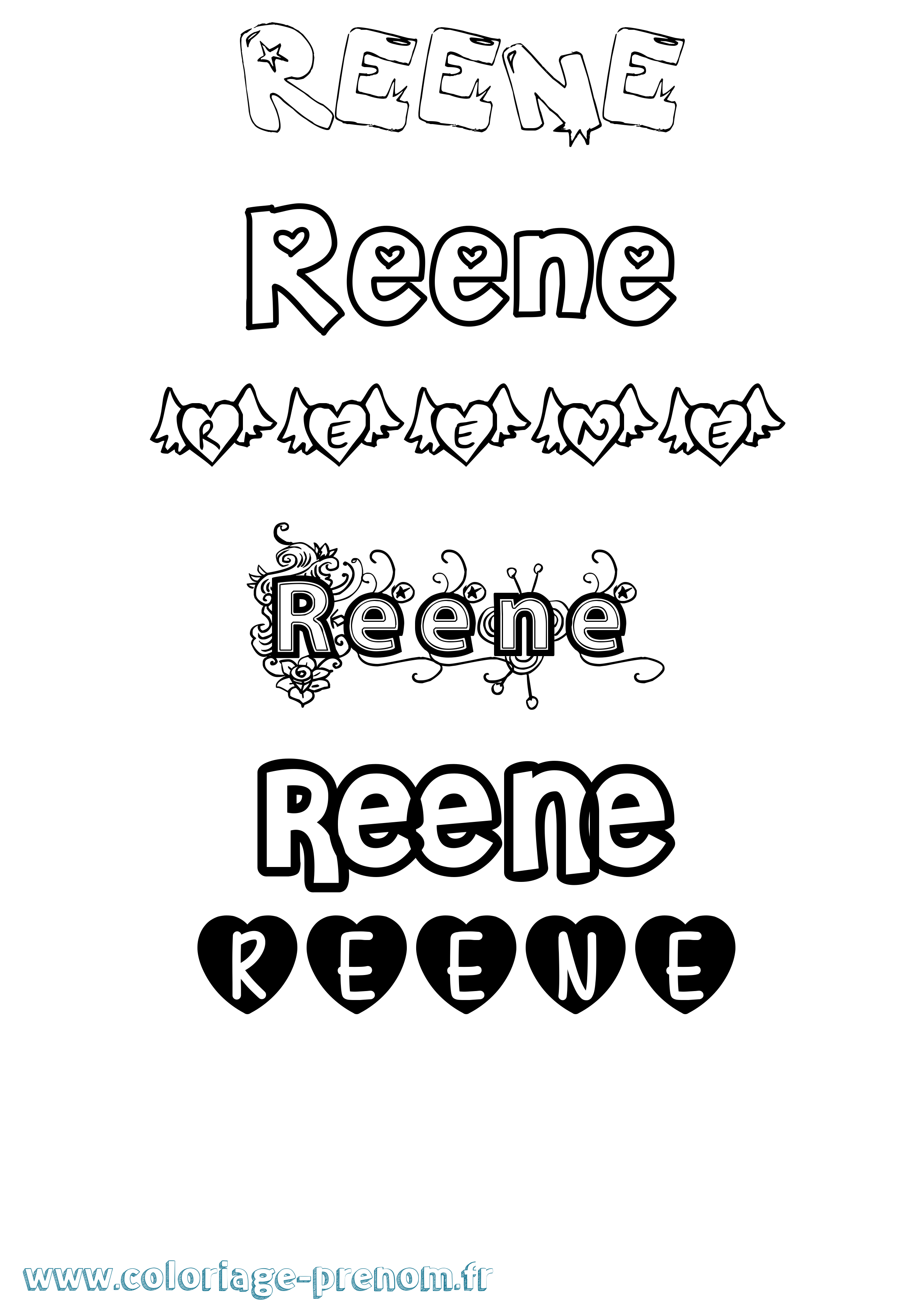 Coloriage Reene Girly Coloriage prénom Reene Girly