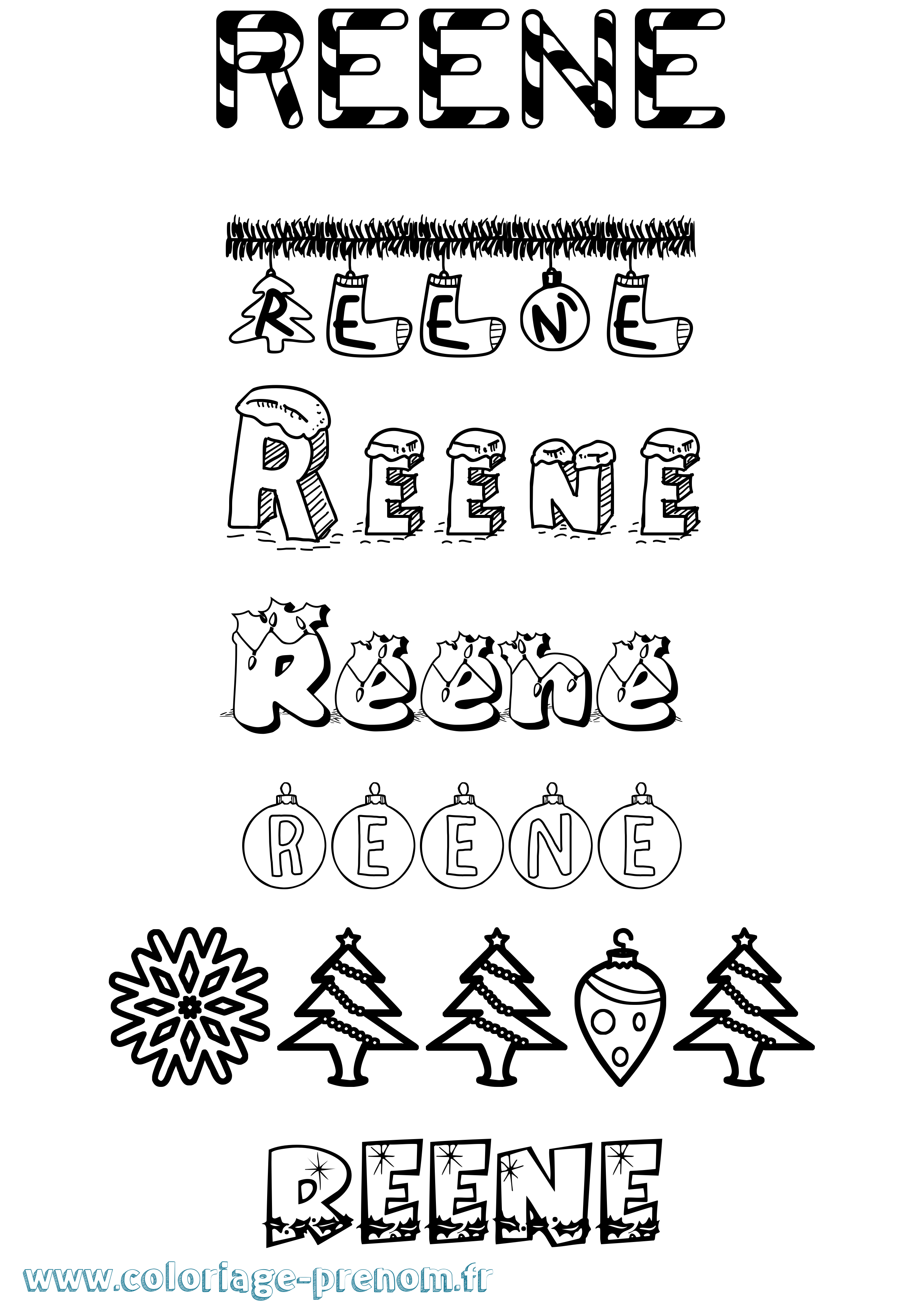 Coloriage Reene Noël Coloriage prénom Reene Noël