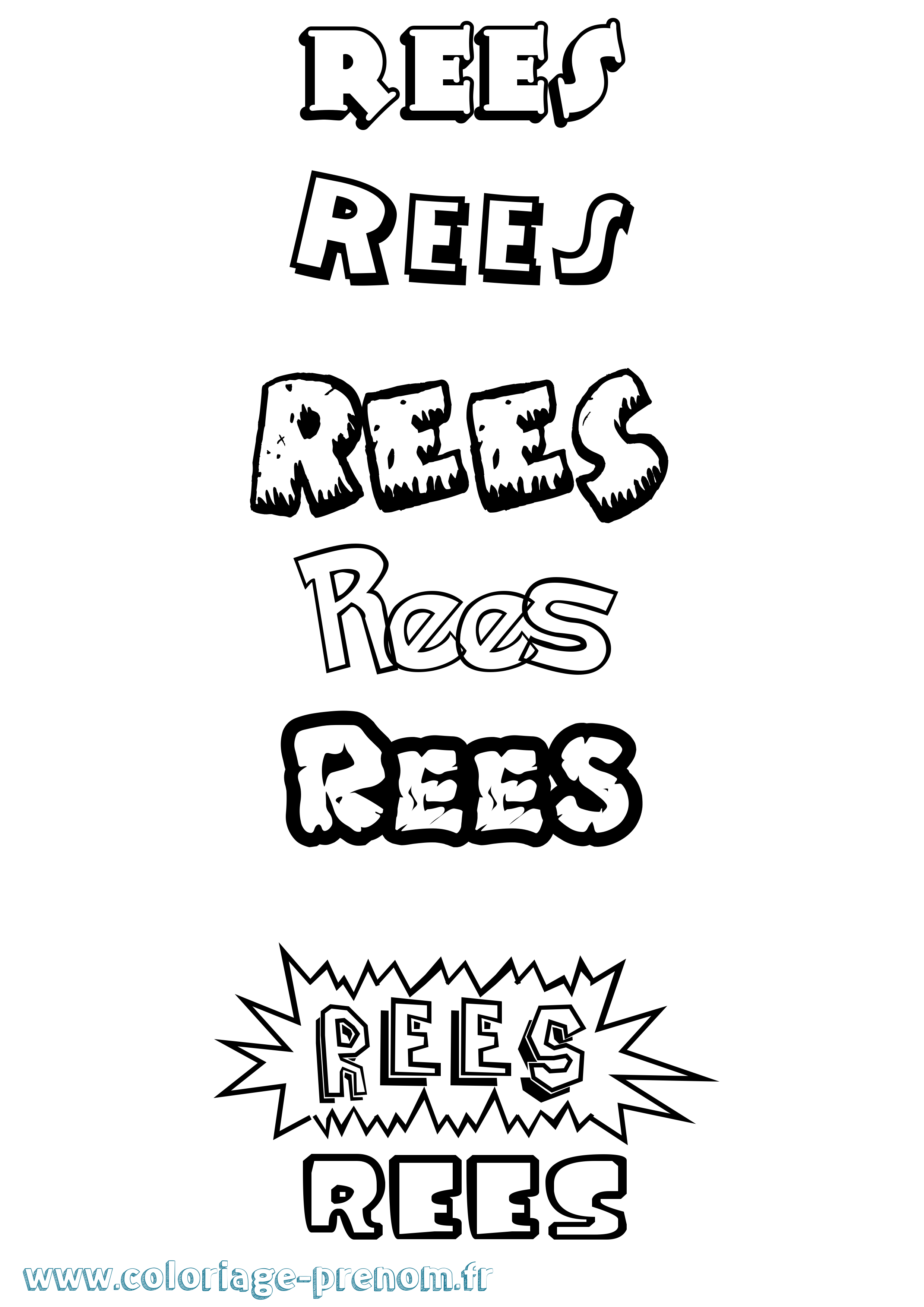 Coloriage Rees Dessin Animé Coloriage prénom Rees Dessin Animé