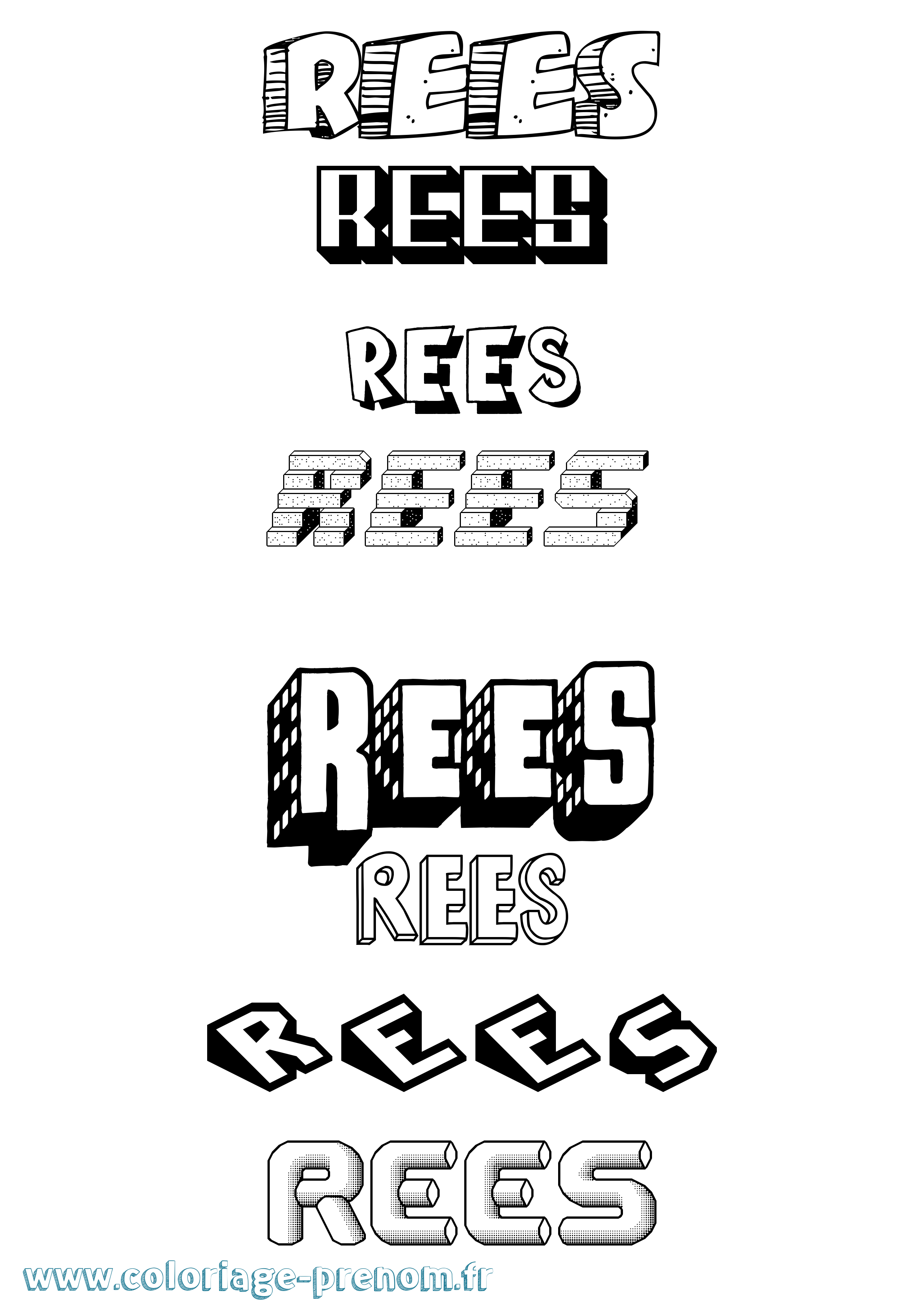 Coloriage Rees Effet 3D Coloriage prénom Rees Effet 3D