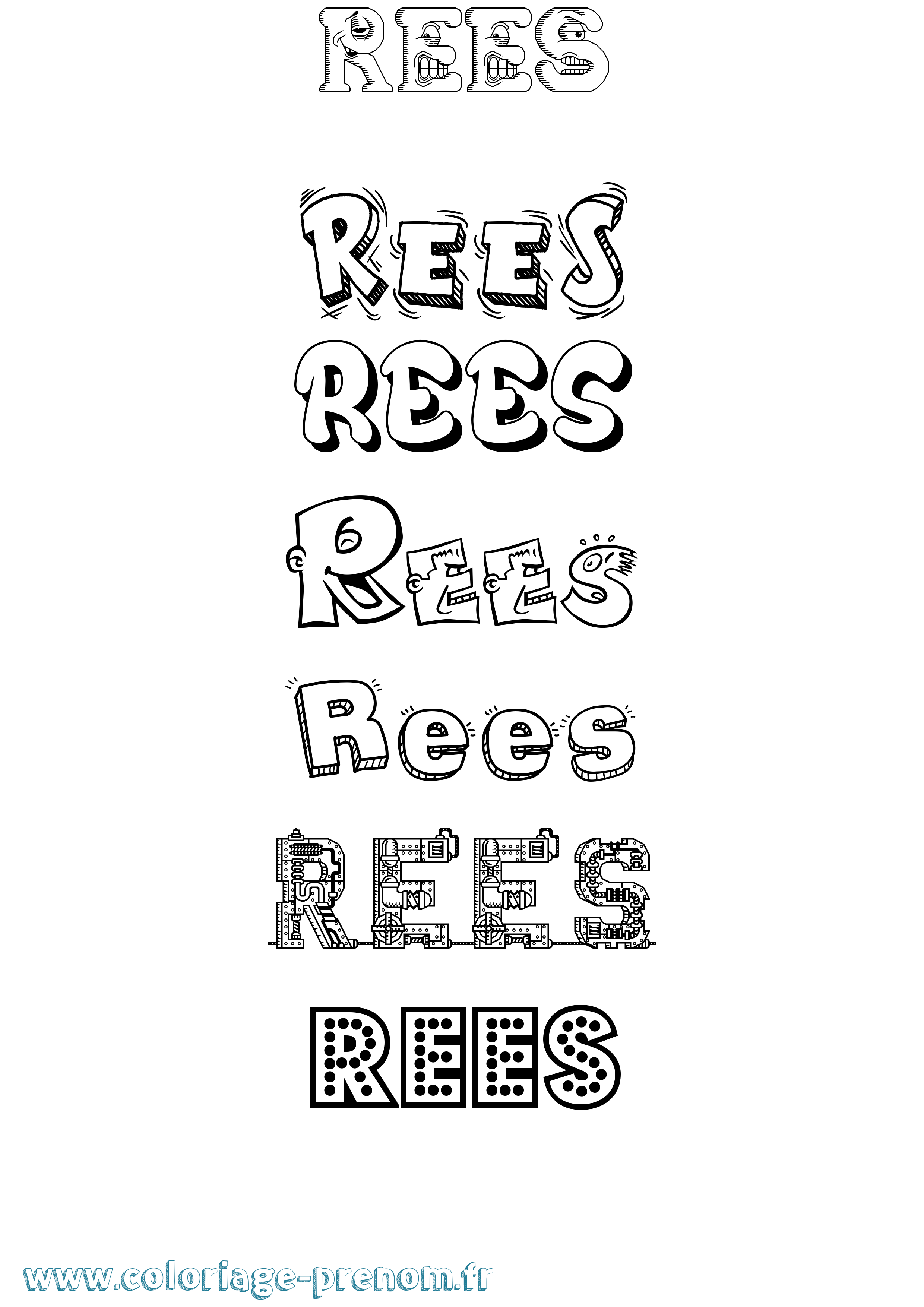 Coloriage Rees Fun Coloriage prénom Rees Fun