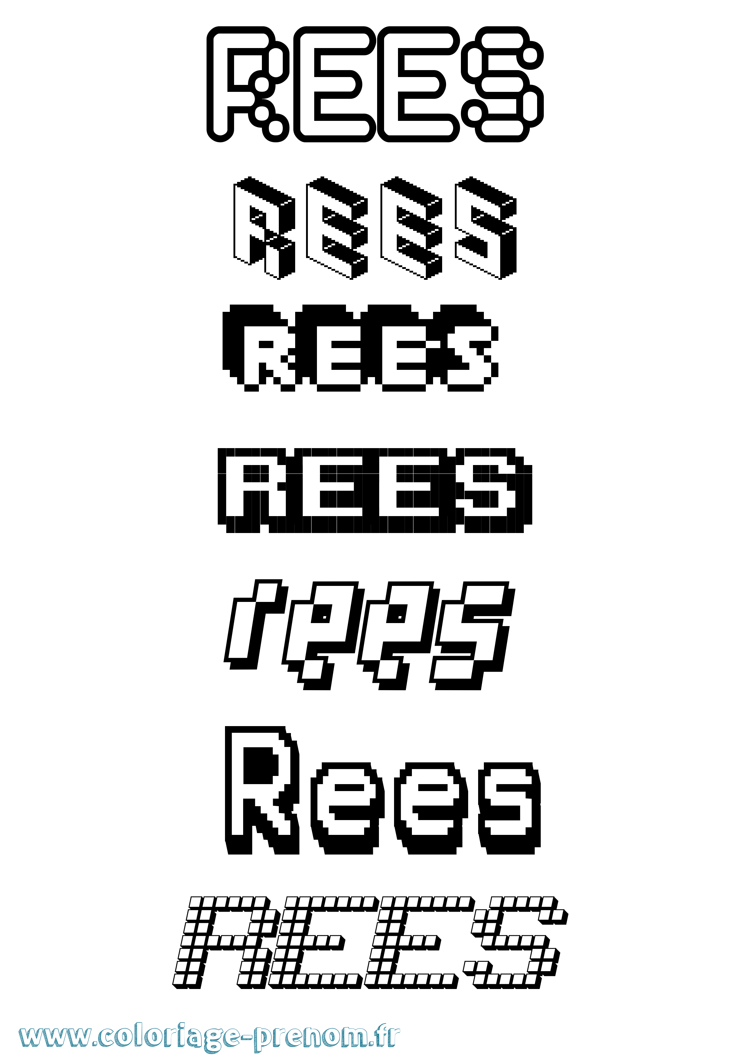 Coloriage Rees Pixel Coloriage prénom Rees Pixel