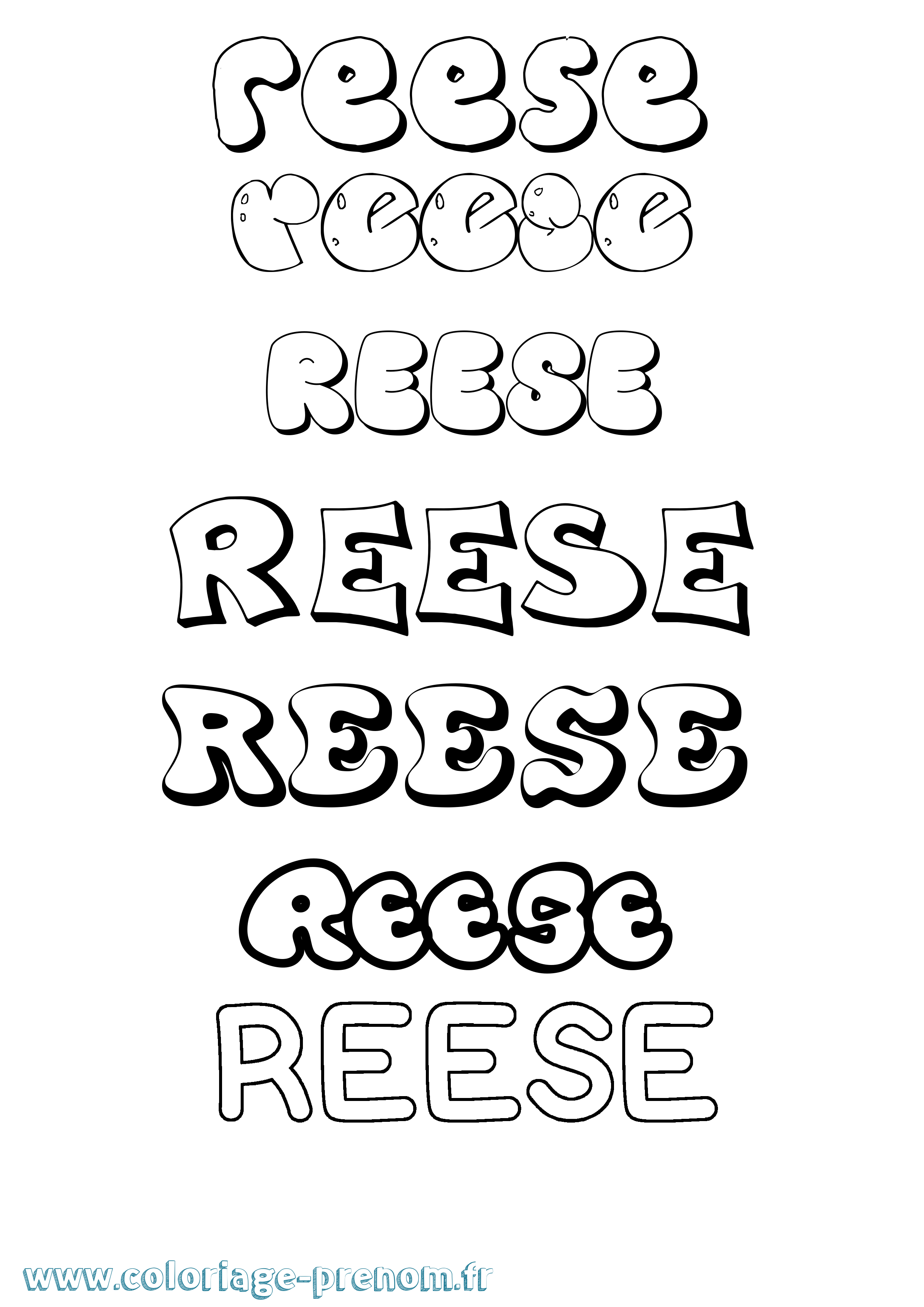 Coloriage Reese Bubble Coloriage prénom Reese Bubble