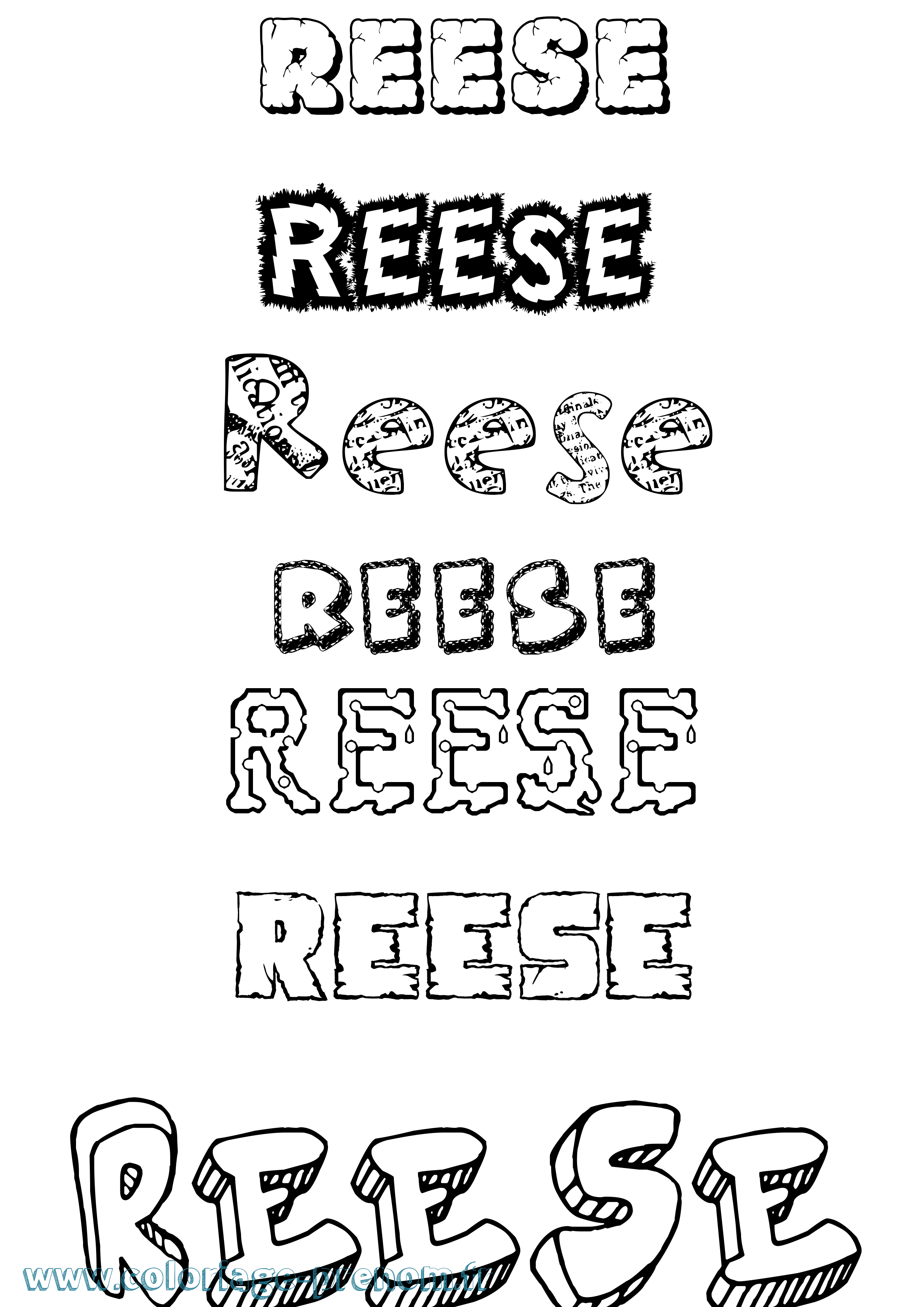 Coloriage Reese Destructuré Coloriage prénom Reese Destructuré