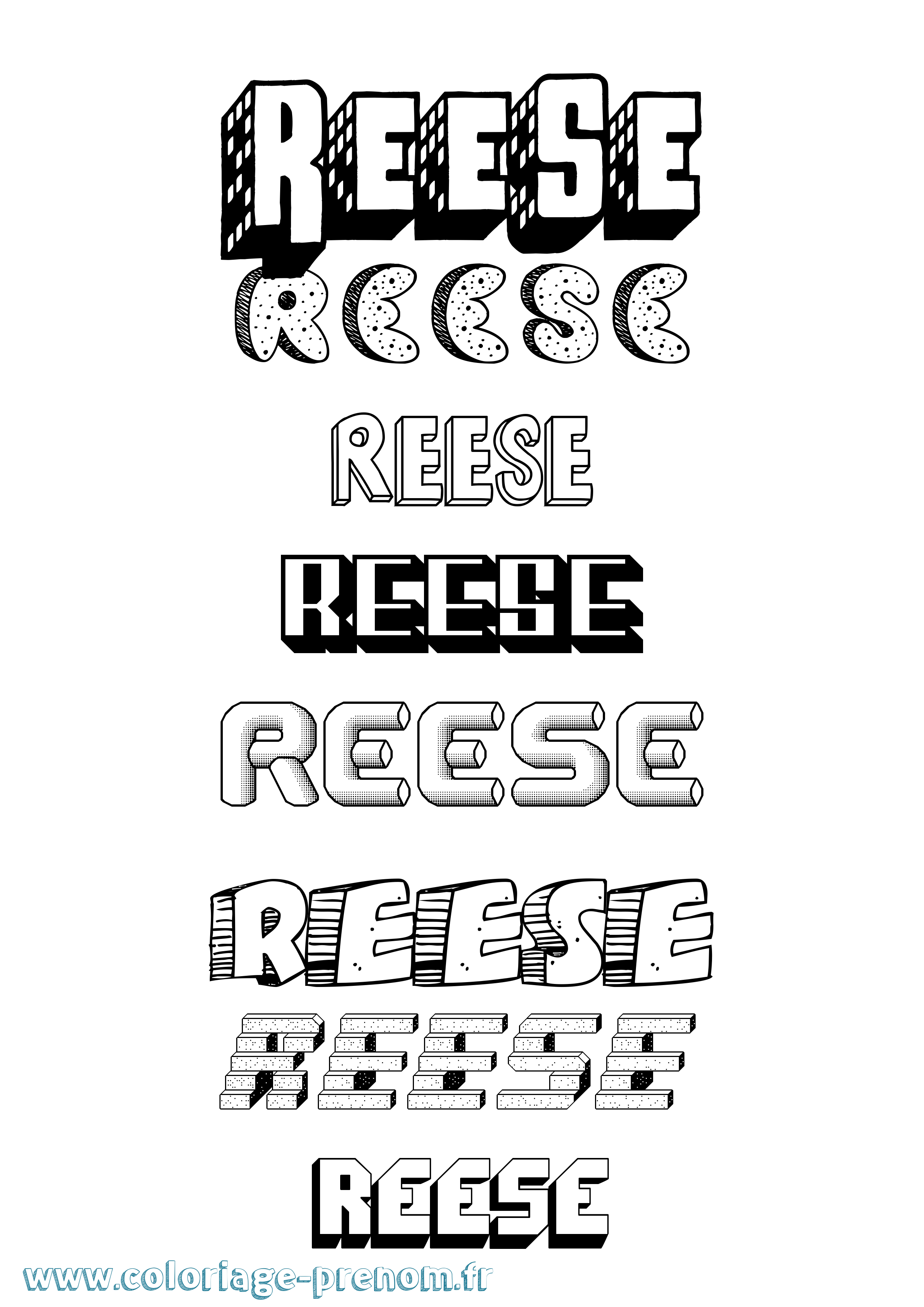 Coloriage Reese Effet 3D Coloriage prénom Reese Effet 3D