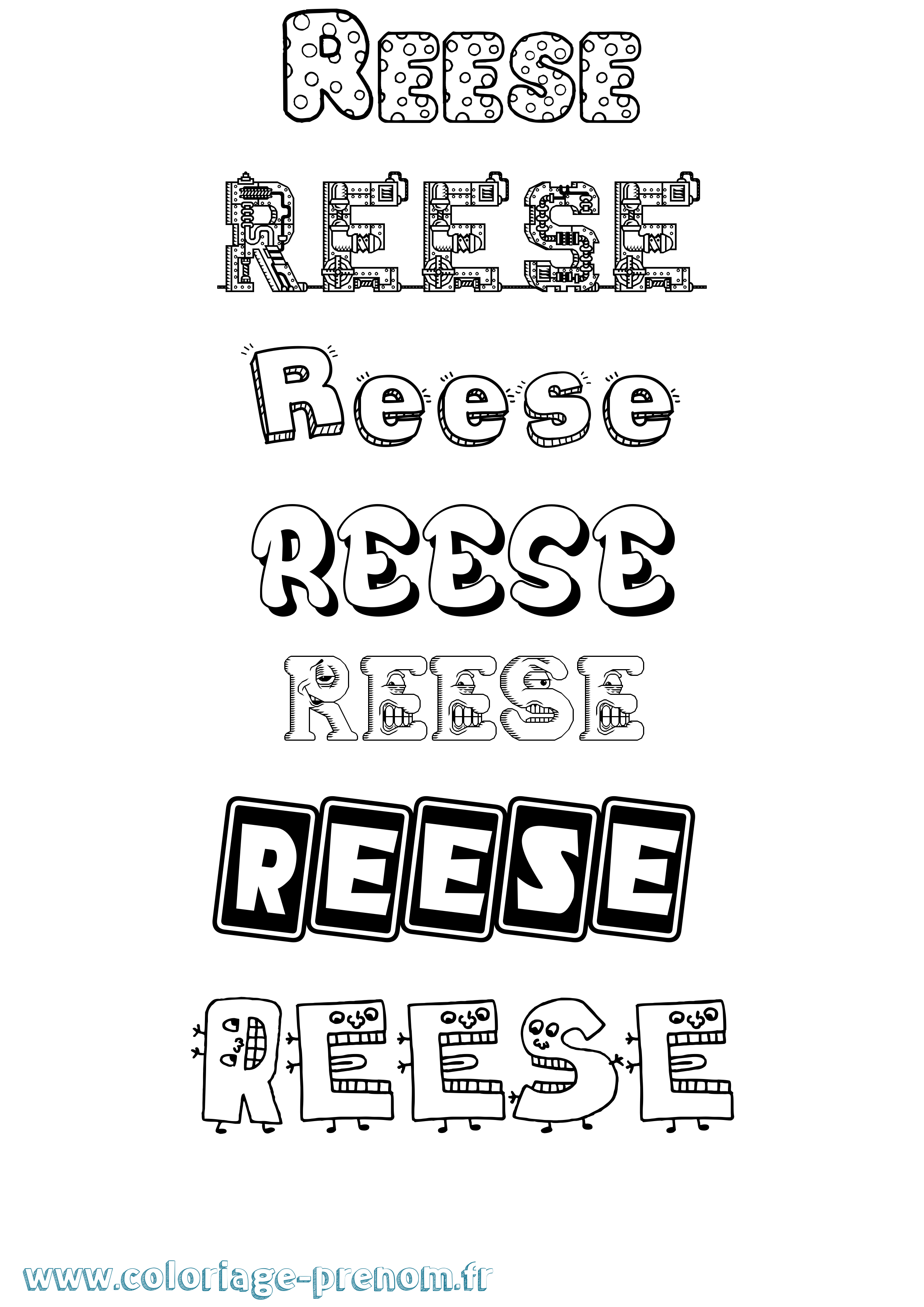 Coloriage Reese Fun Coloriage prénom Reese Fun