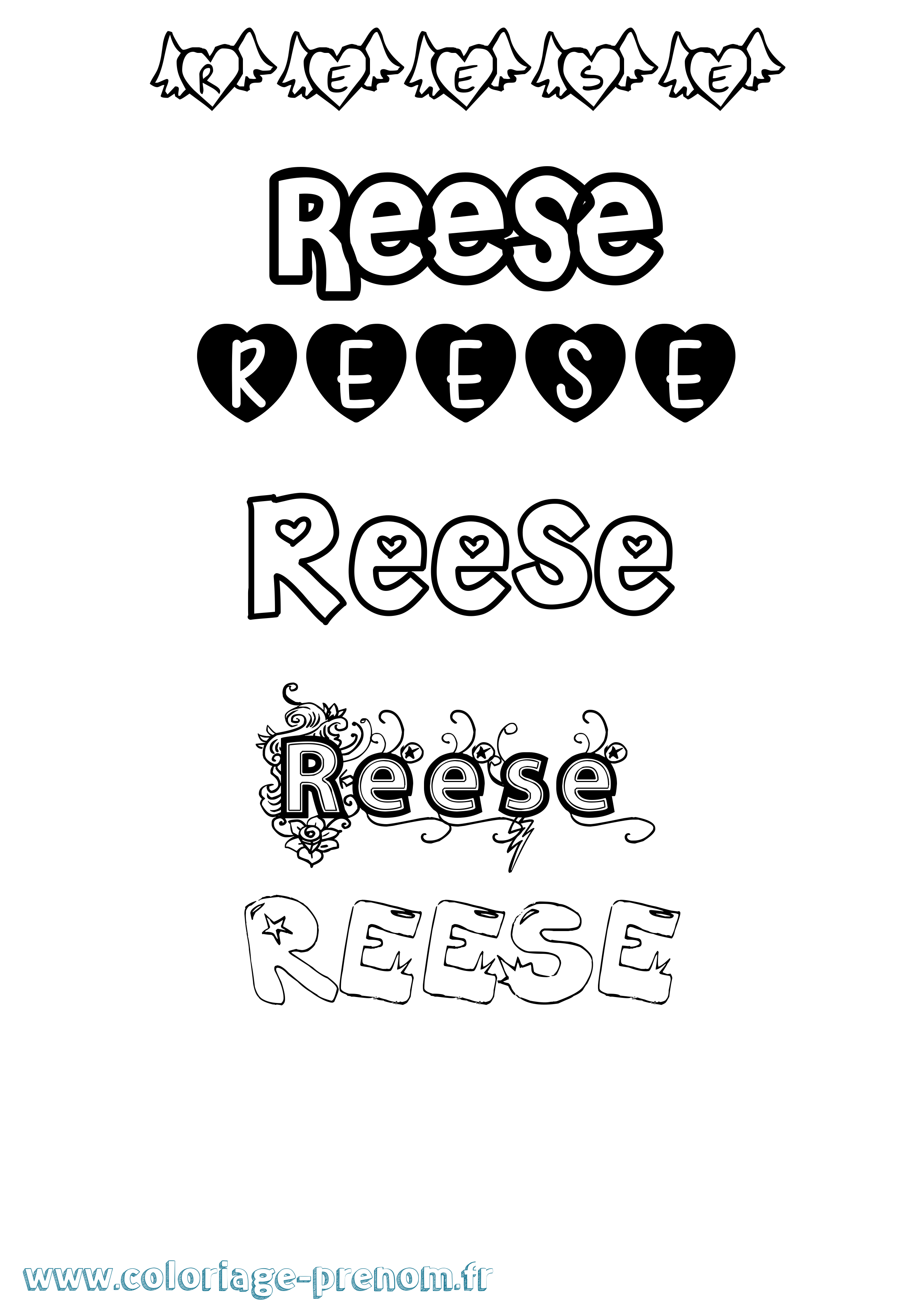 Coloriage Reese Girly Coloriage prénom Reese Girly