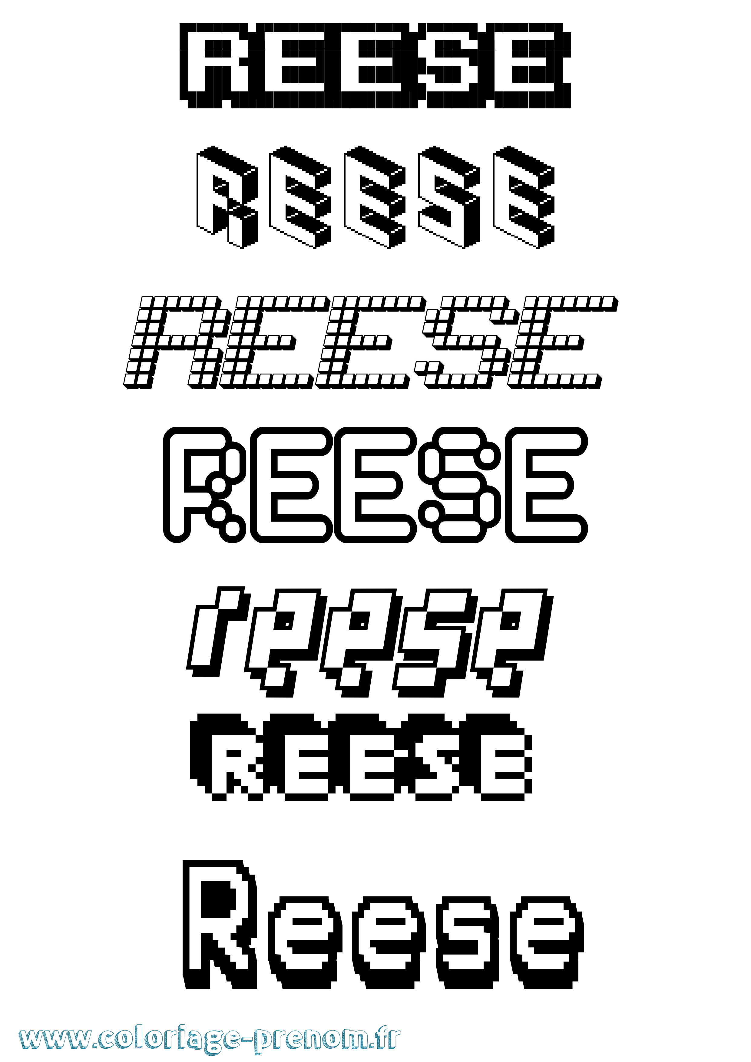 Coloriage Reese Pixel Coloriage prénom Reese Pixel