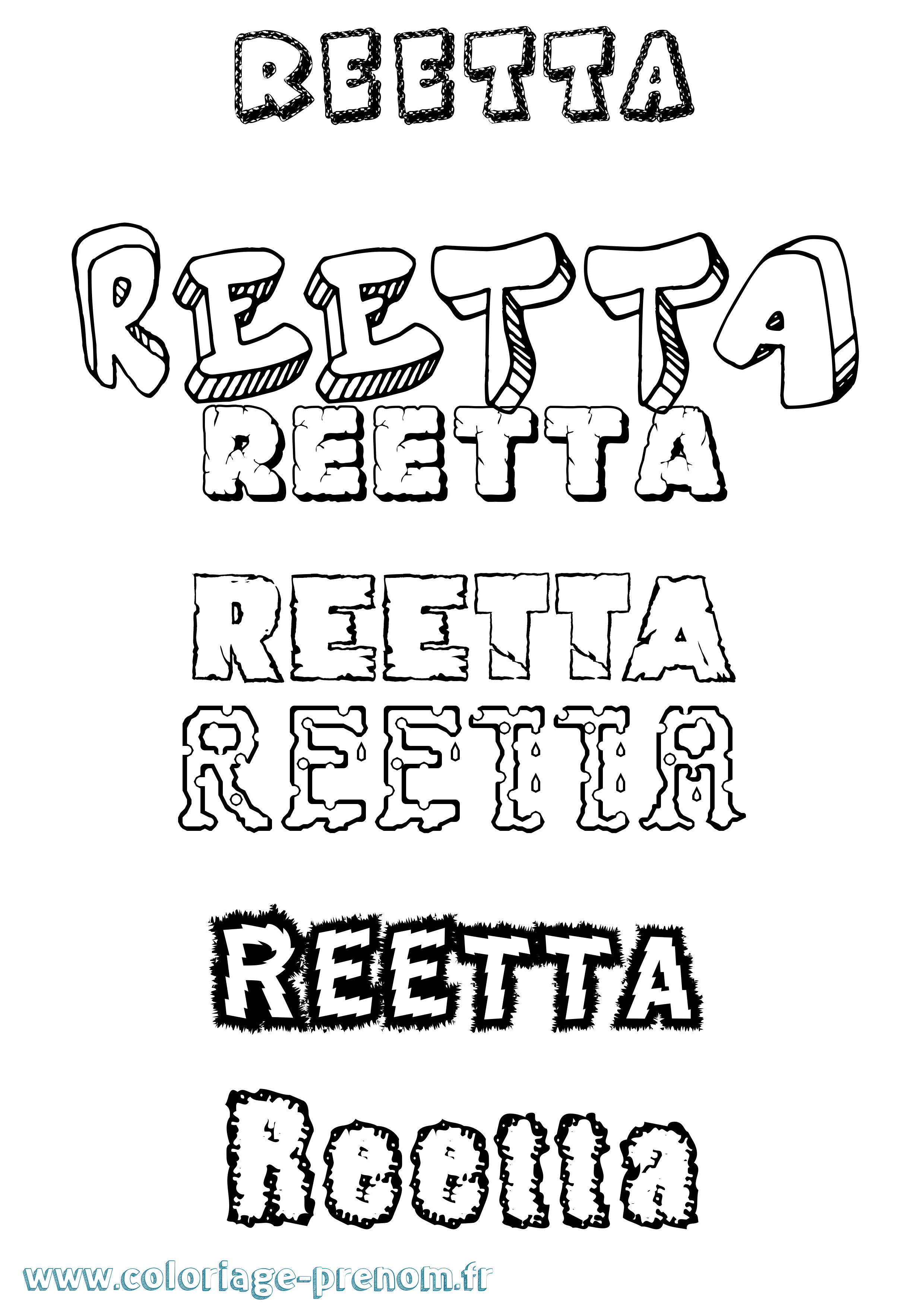 Coloriage Reetta Destructuré Coloriage prénom Reetta Destructuré