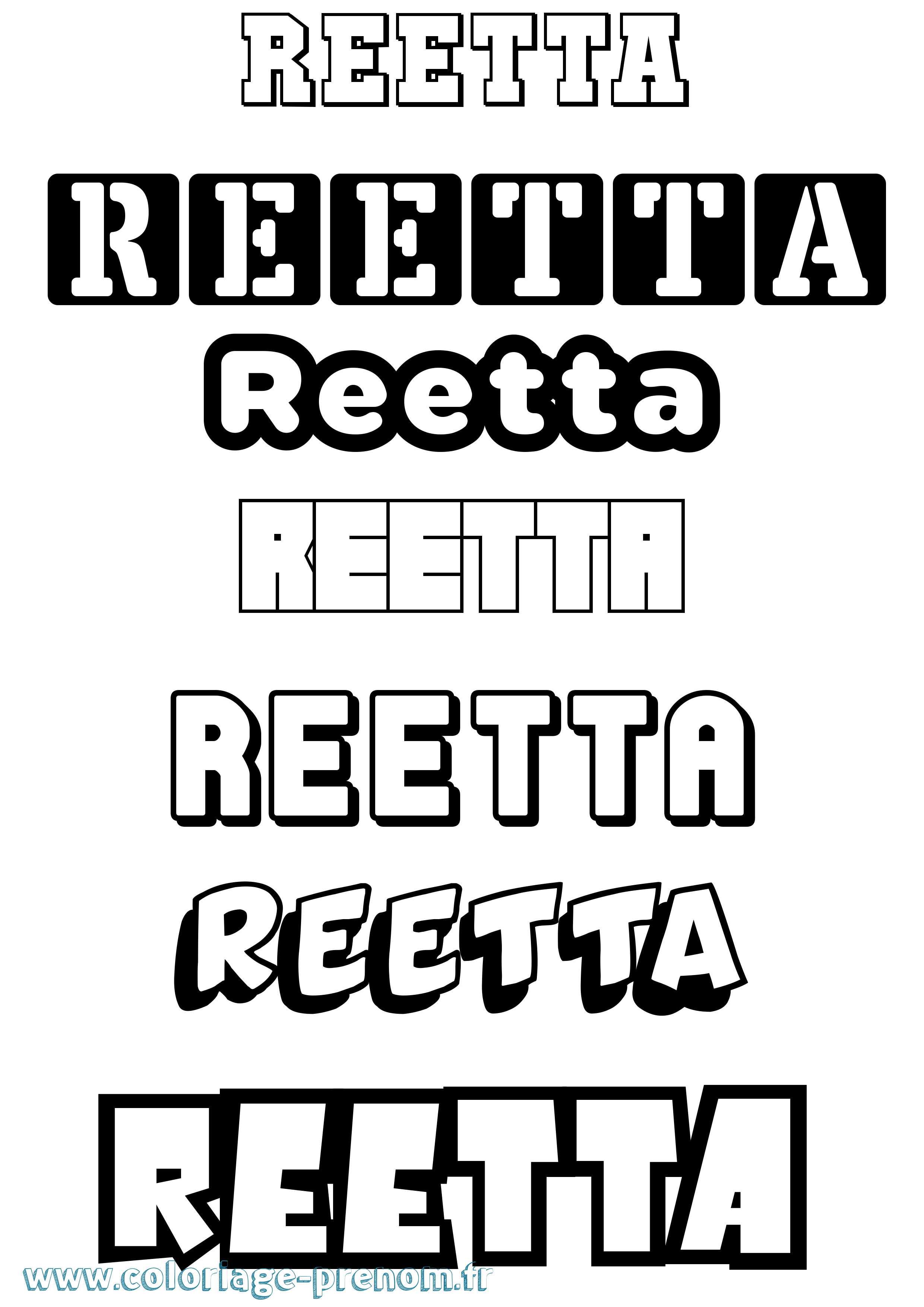 Coloriage Reetta Simple Coloriage prénom Reetta Simple