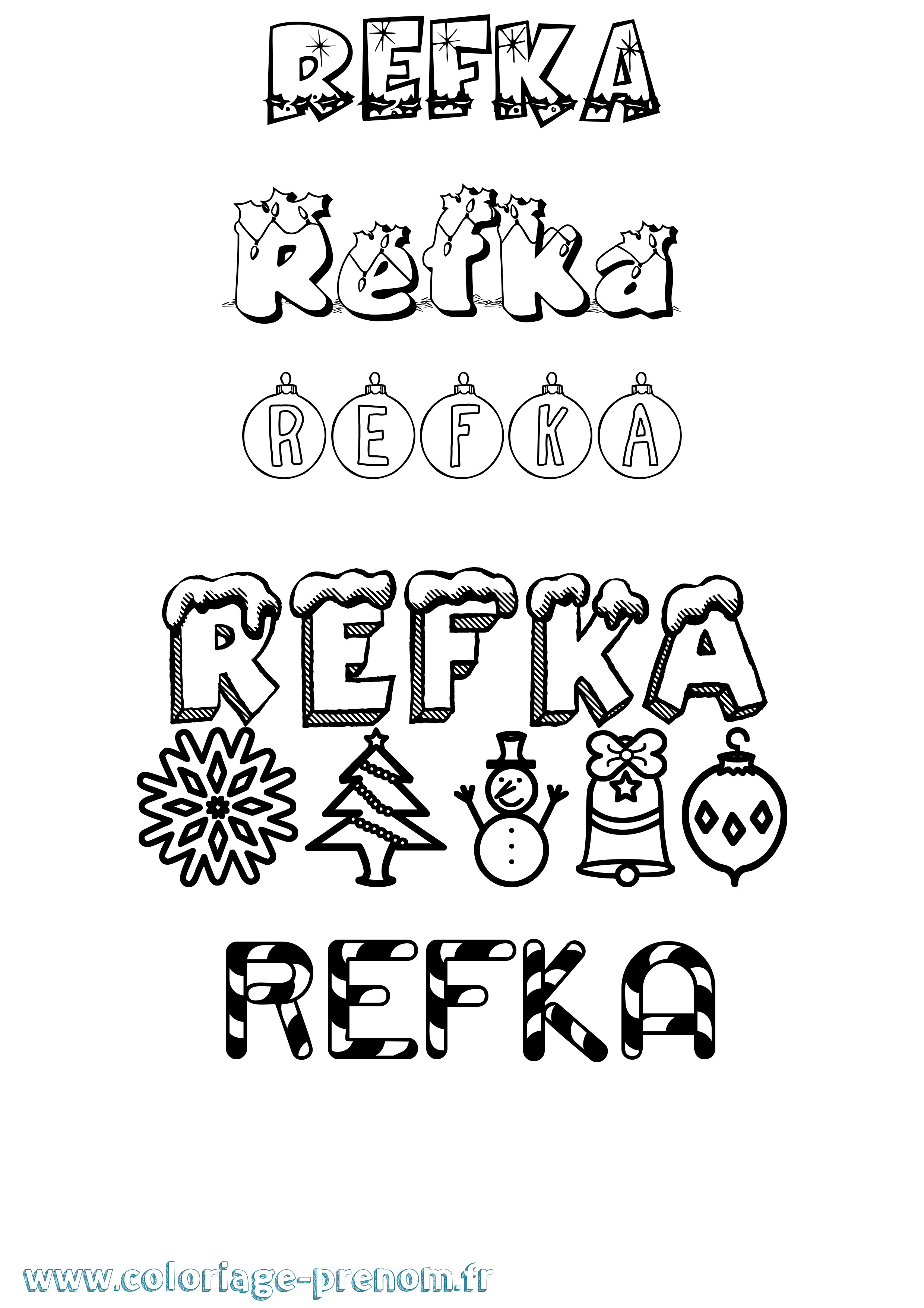 Coloriage Refka Noël Coloriage prénom Refka Noël