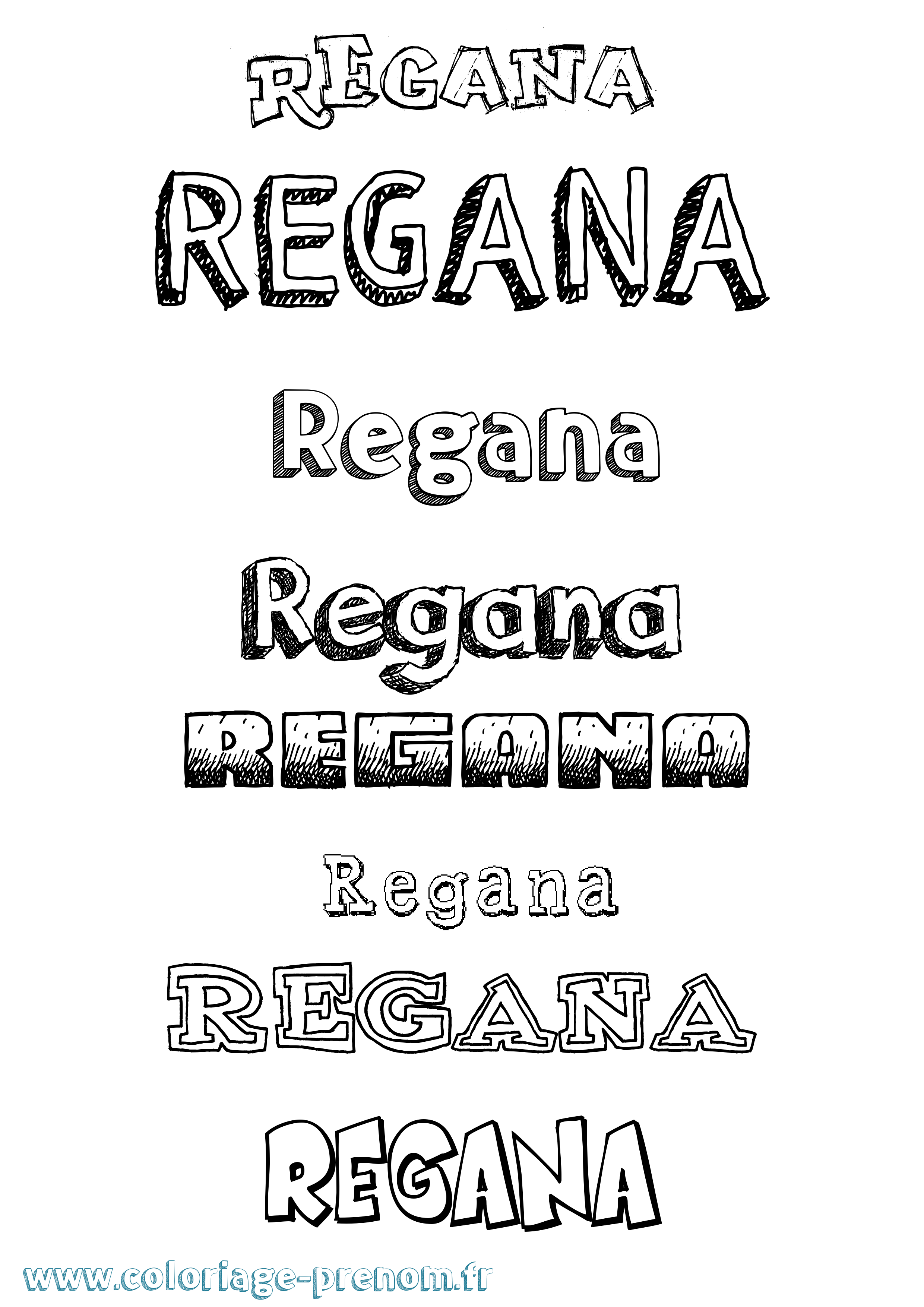 Coloriage Regana Dessiné Coloriage prénom Regana Dessiné
