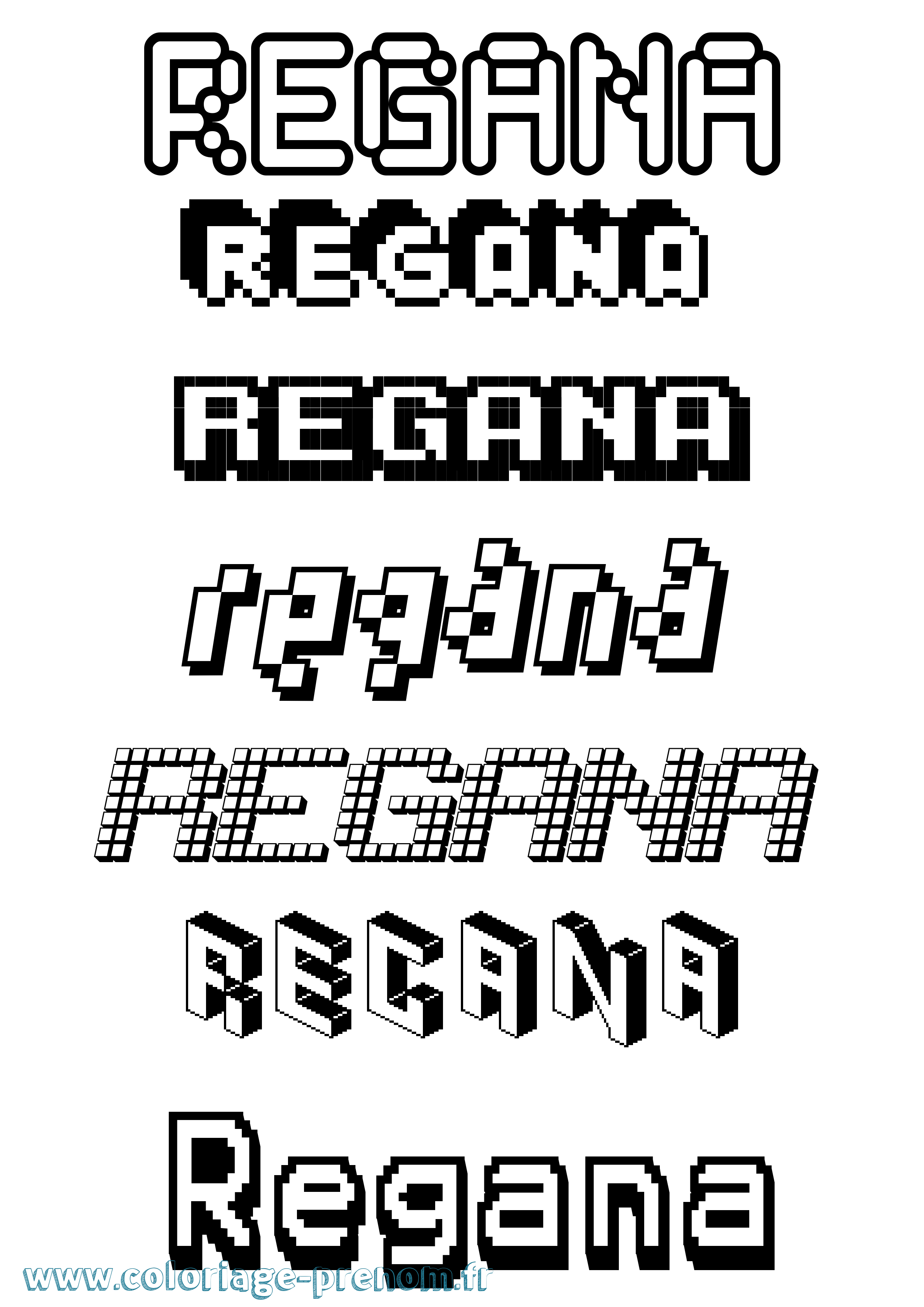 Coloriage Regana Pixel Coloriage prénom Regana Pixel