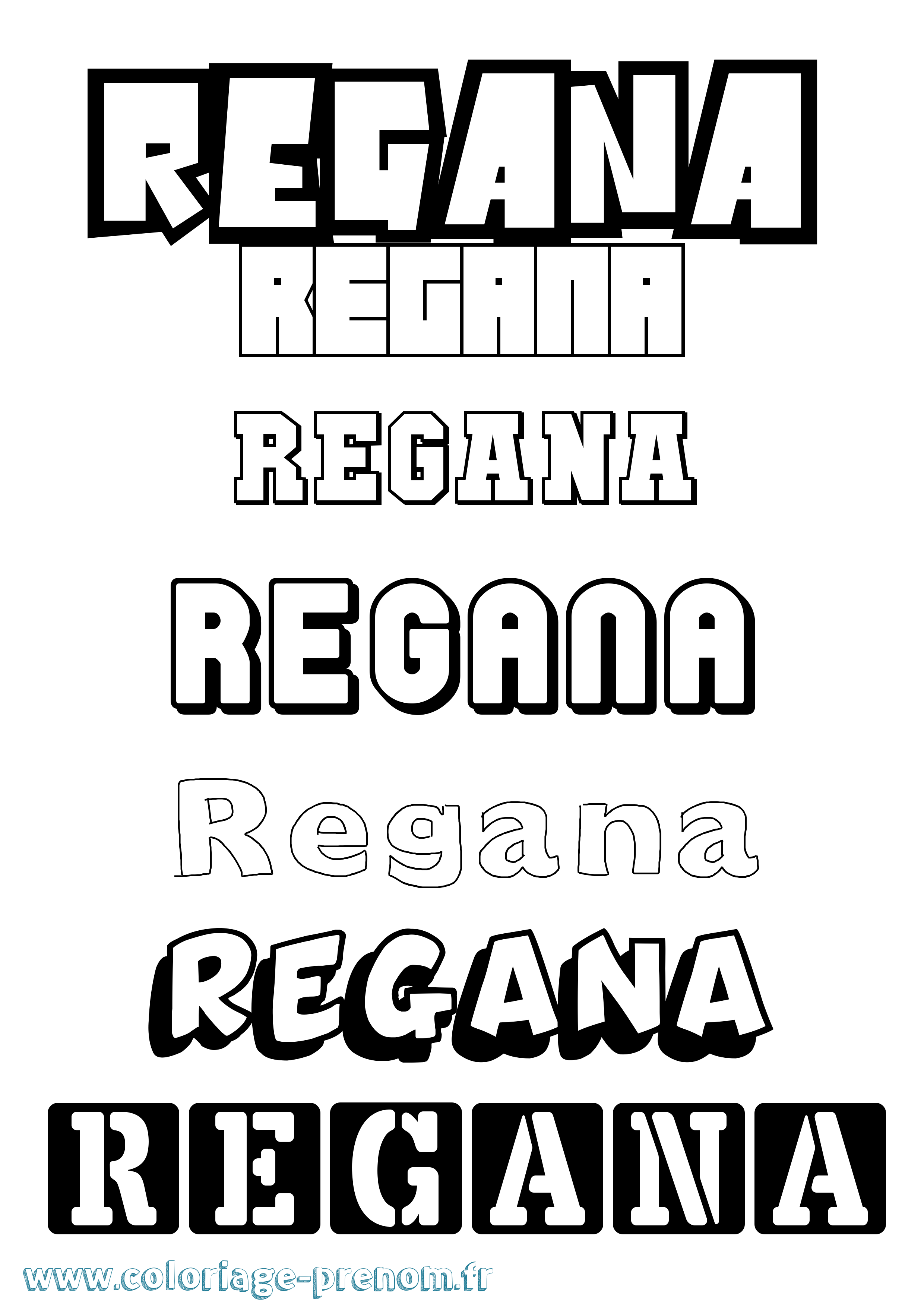 Coloriage Regana Simple Coloriage prénom Regana Simple