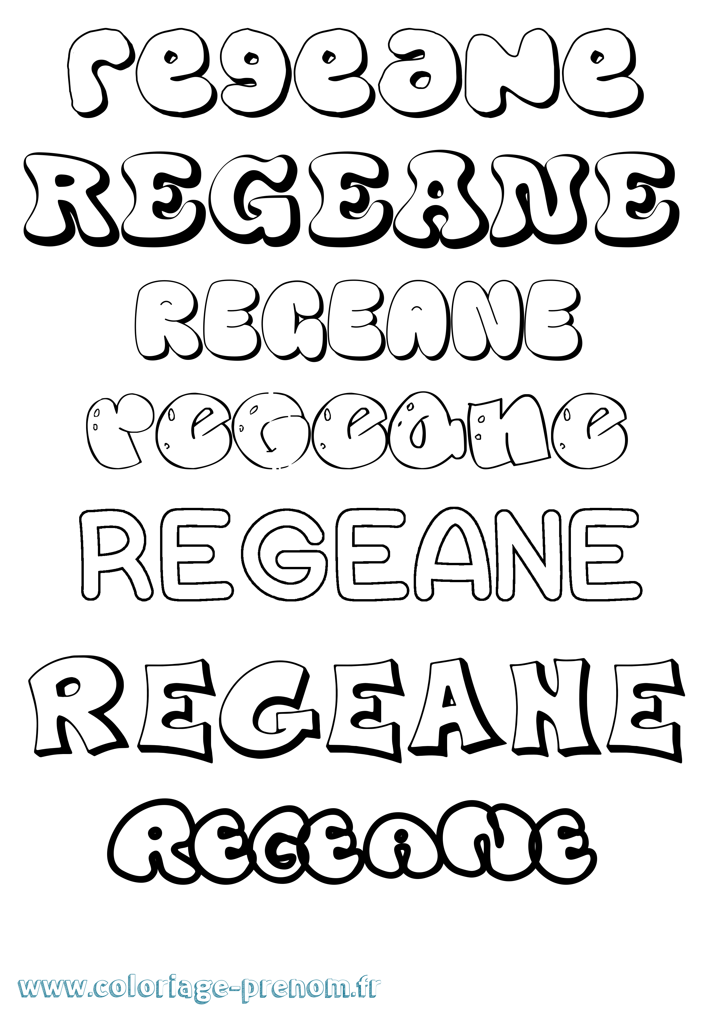 Coloriage Regeane Bubble Coloriage prénom Regeane Bubble