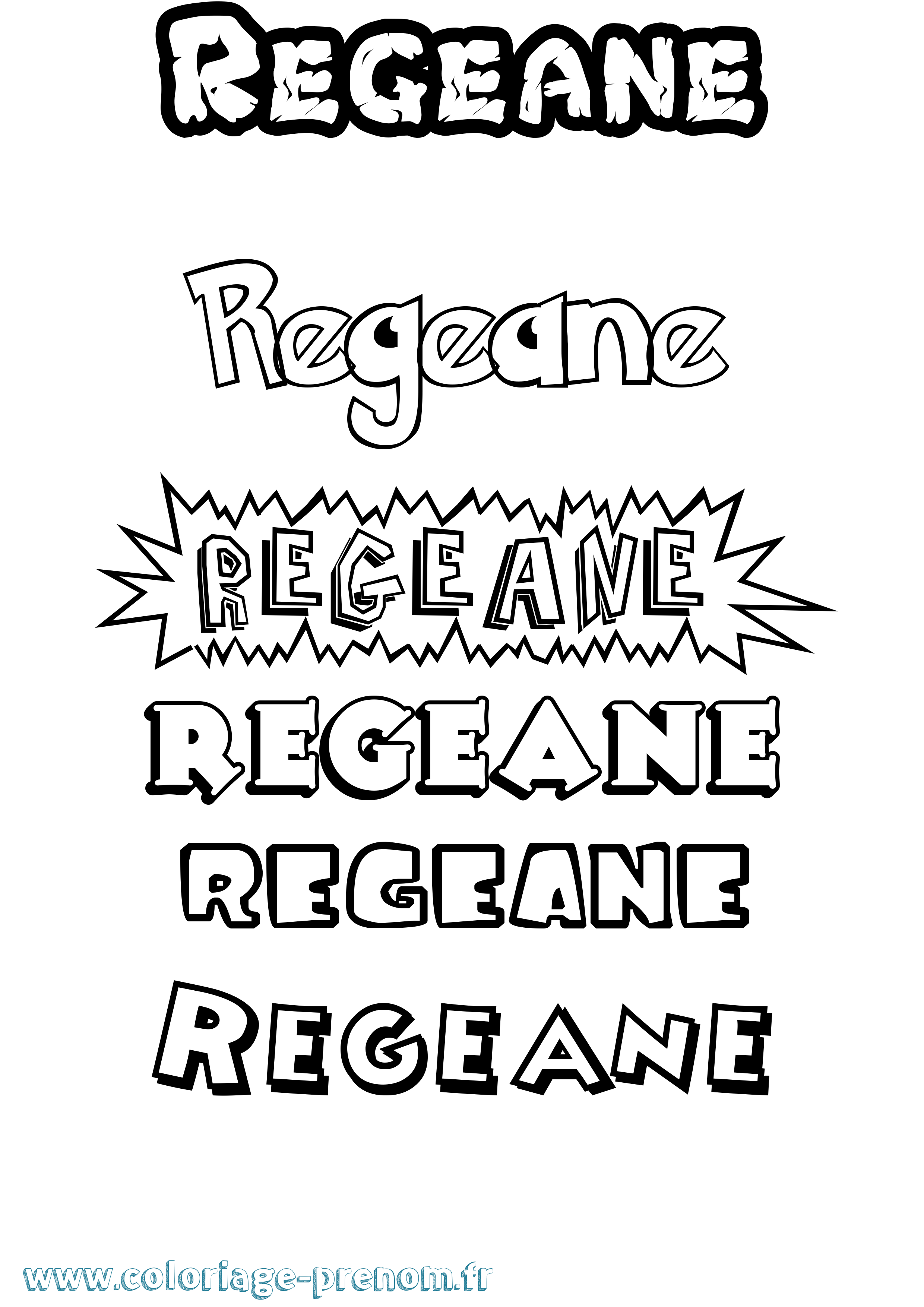 Coloriage Regeane Dessin Animé Coloriage prénom Regeane Dessin Animé