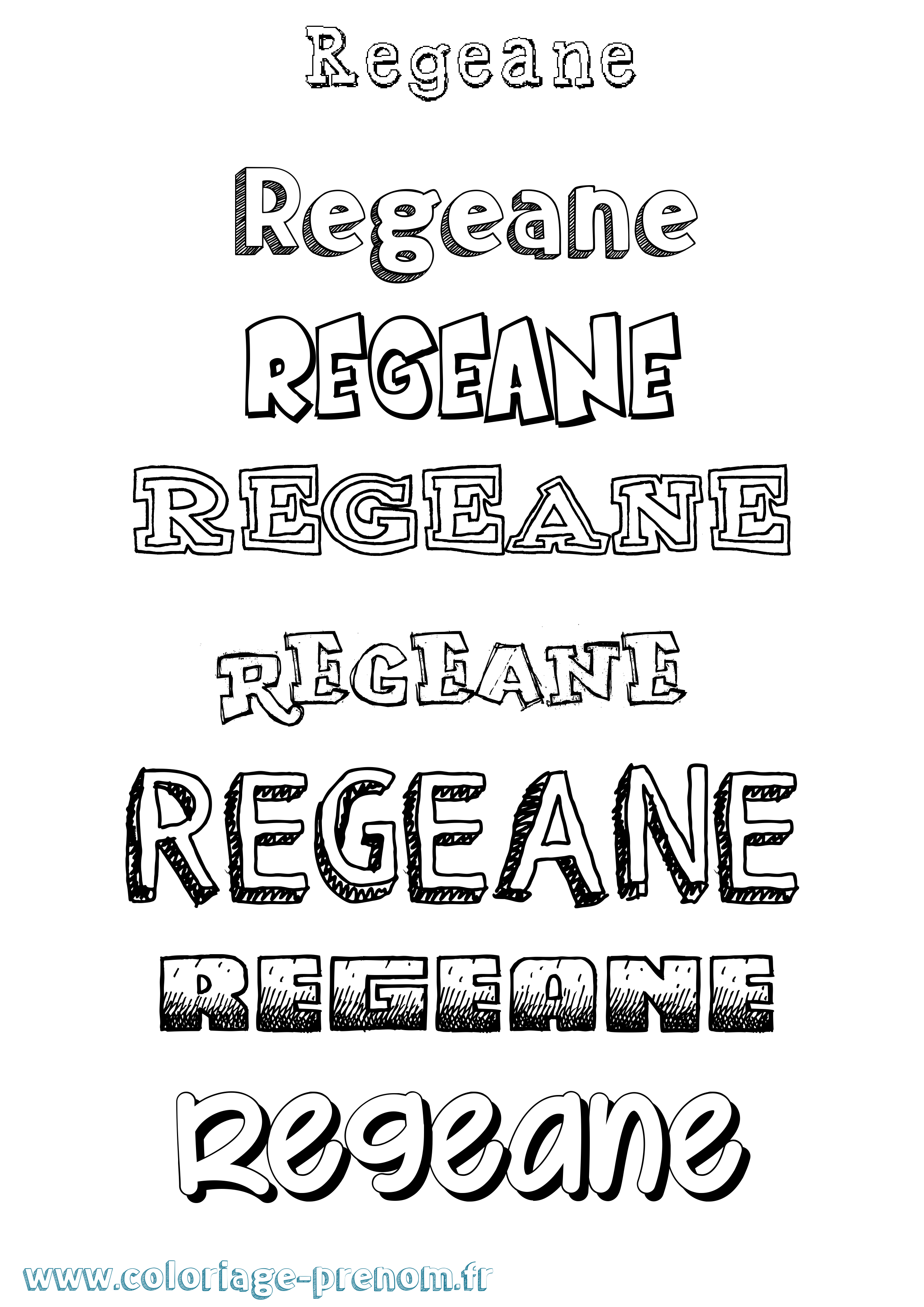 Coloriage Regeane Dessiné Coloriage prénom Regeane Dessiné