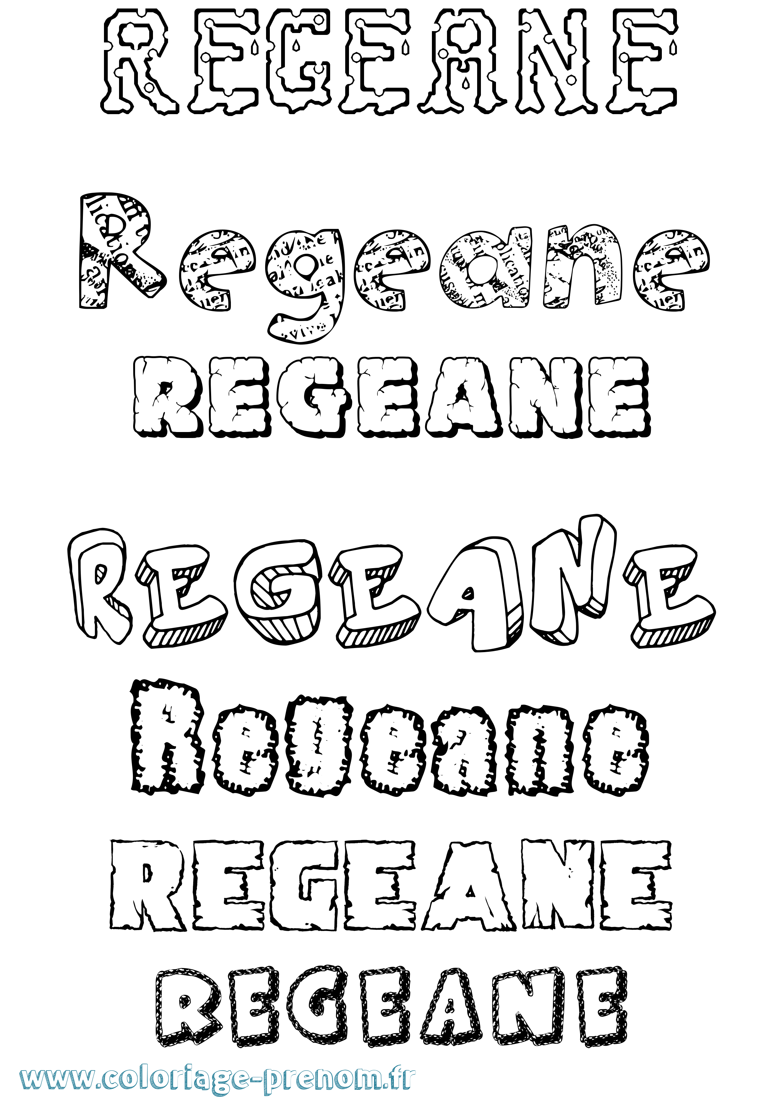 Coloriage Regeane Destructuré Coloriage prénom Regeane Destructuré