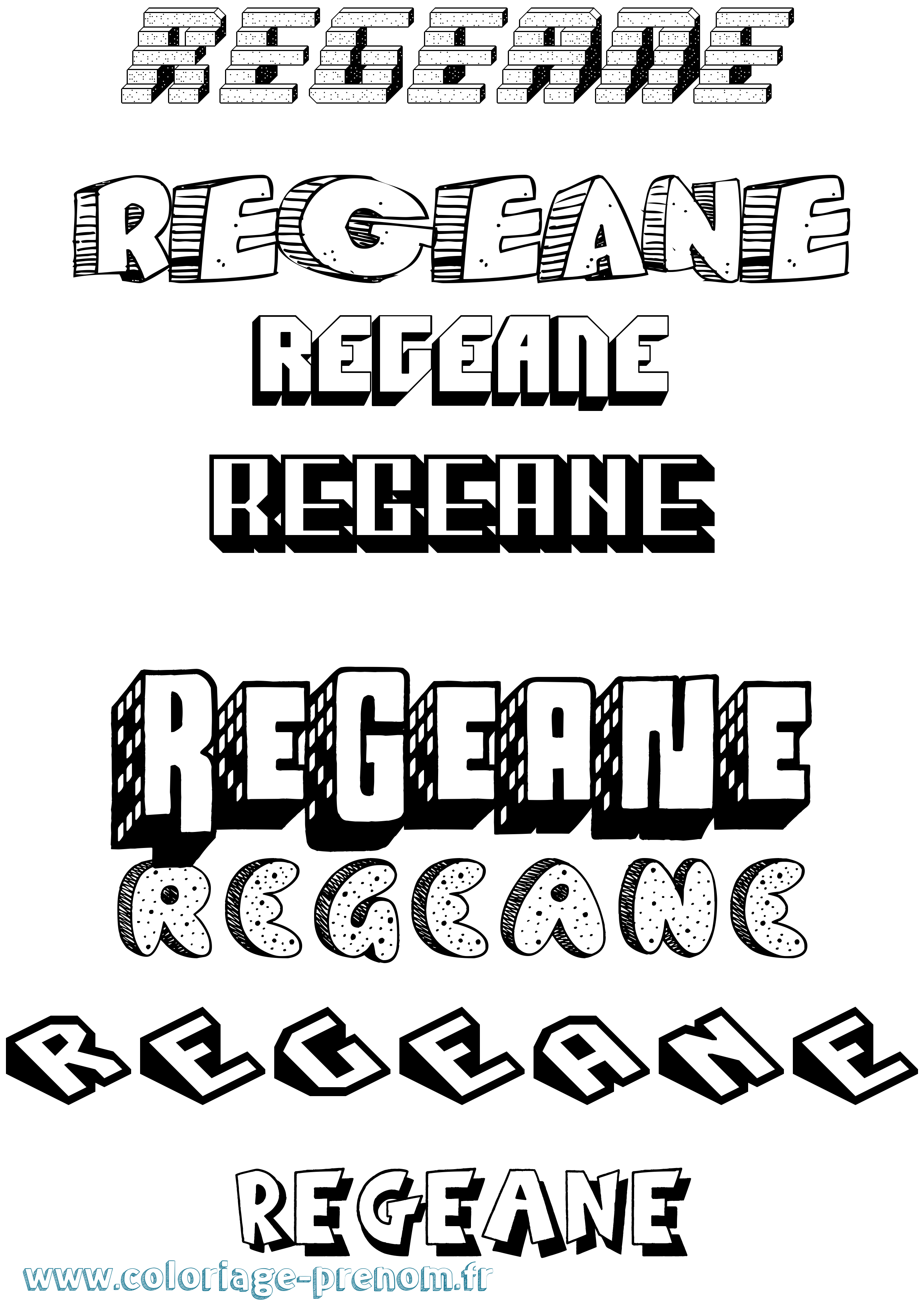 Coloriage Regeane Effet 3D Coloriage prénom Regeane Effet 3D