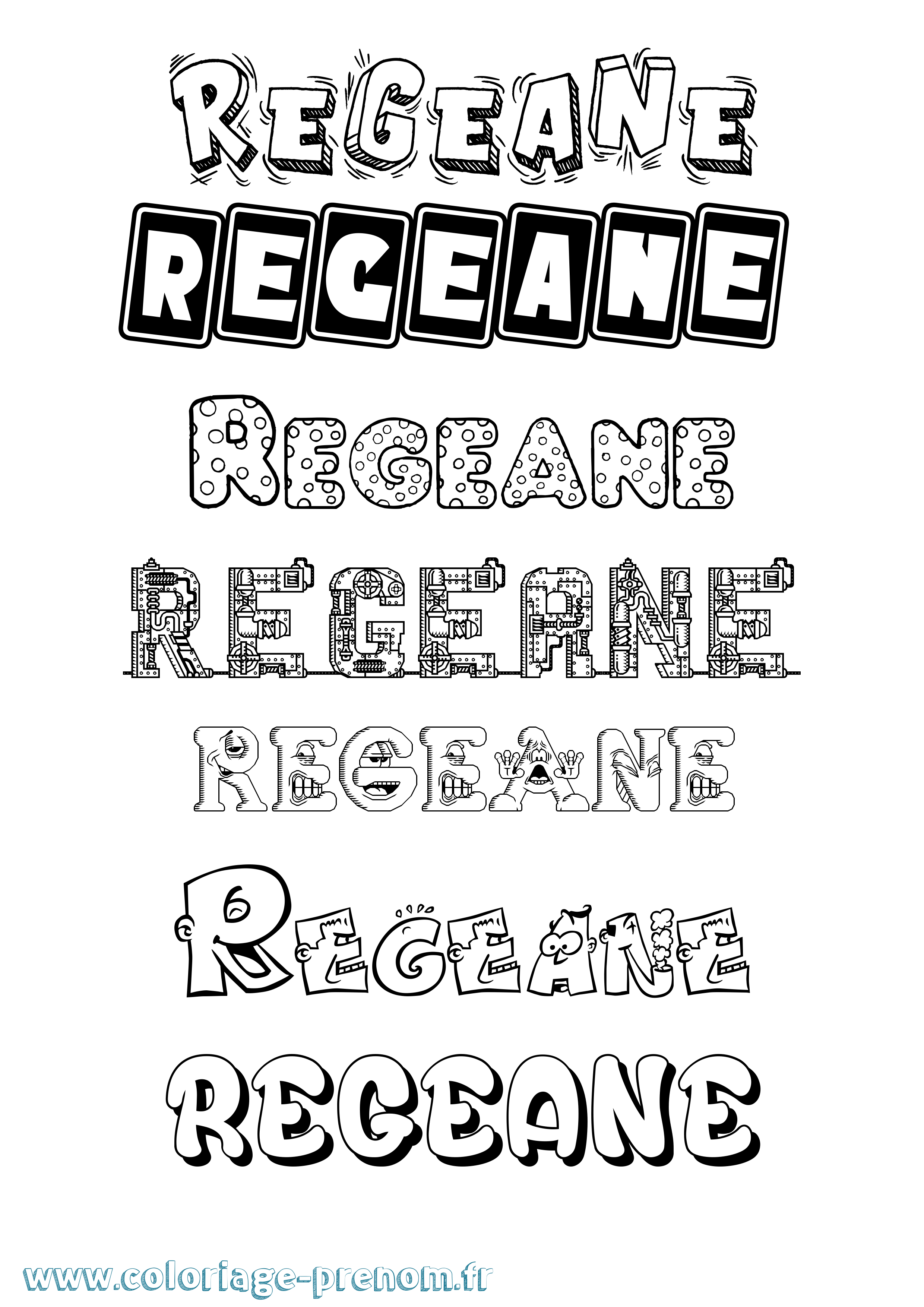 Coloriage Regeane Fun Coloriage prénom Regeane Fun