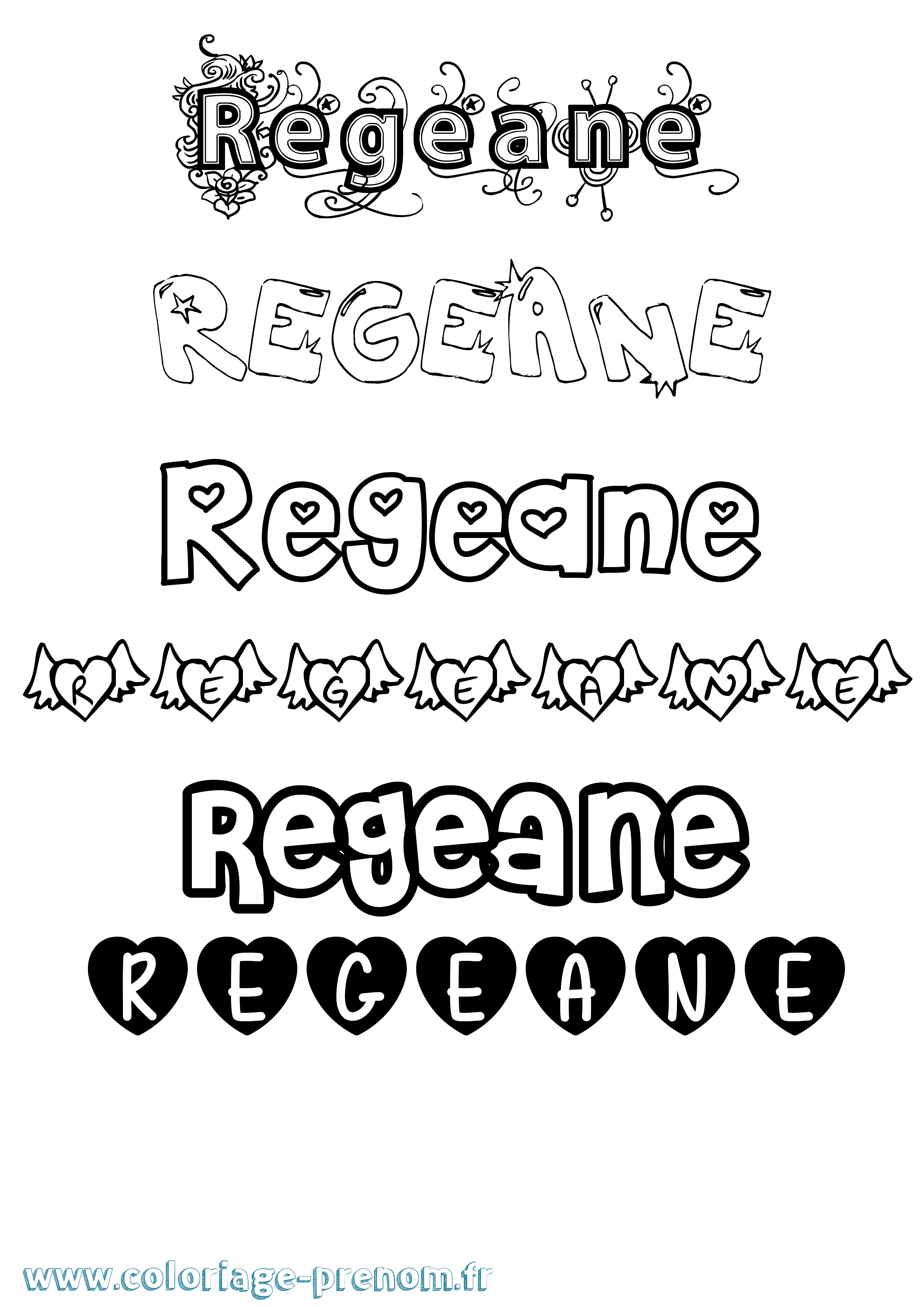 Coloriage Regeane Girly Coloriage prénom Regeane Girly