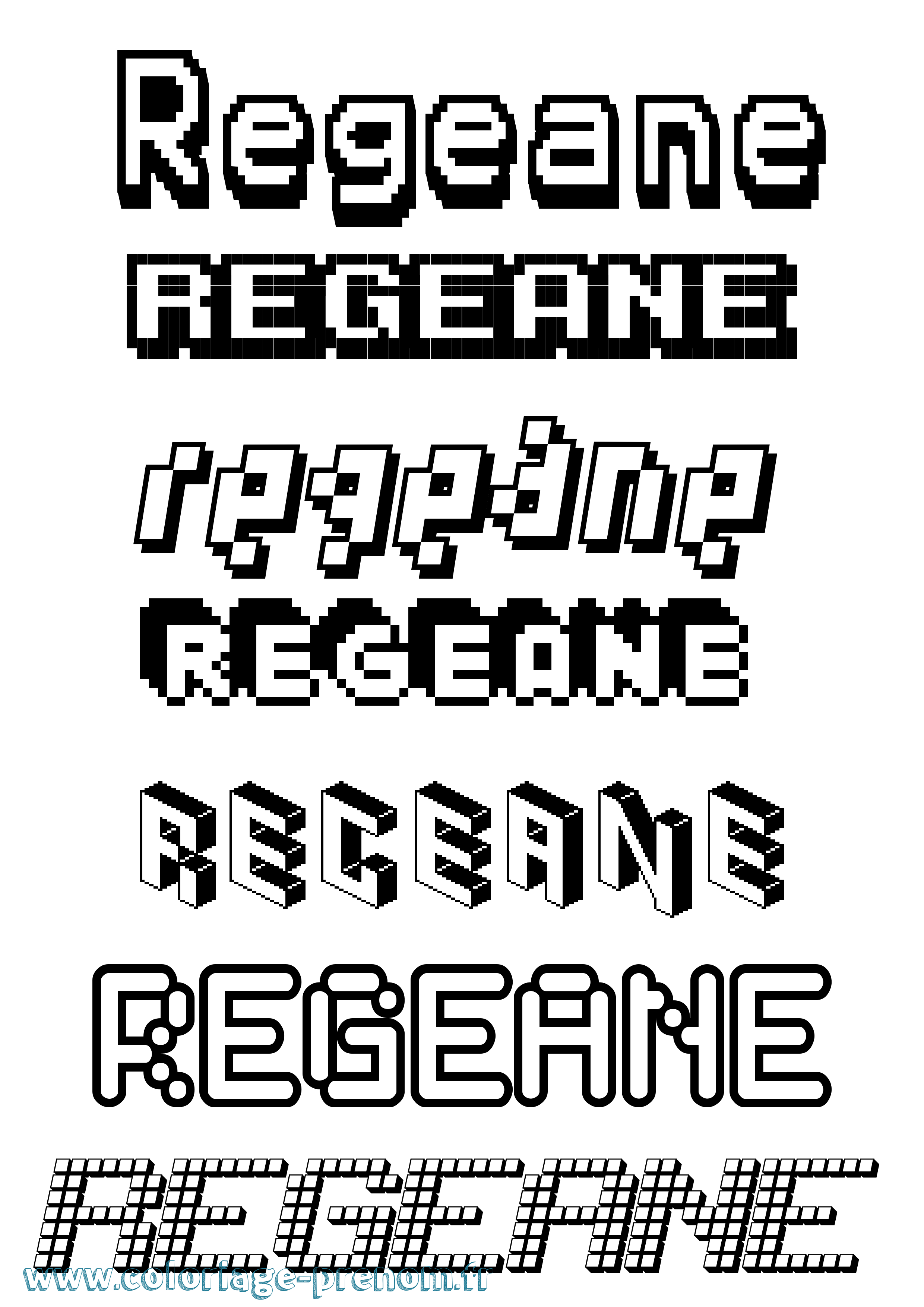 Coloriage Regeane Pixel Coloriage prénom Regeane Pixel