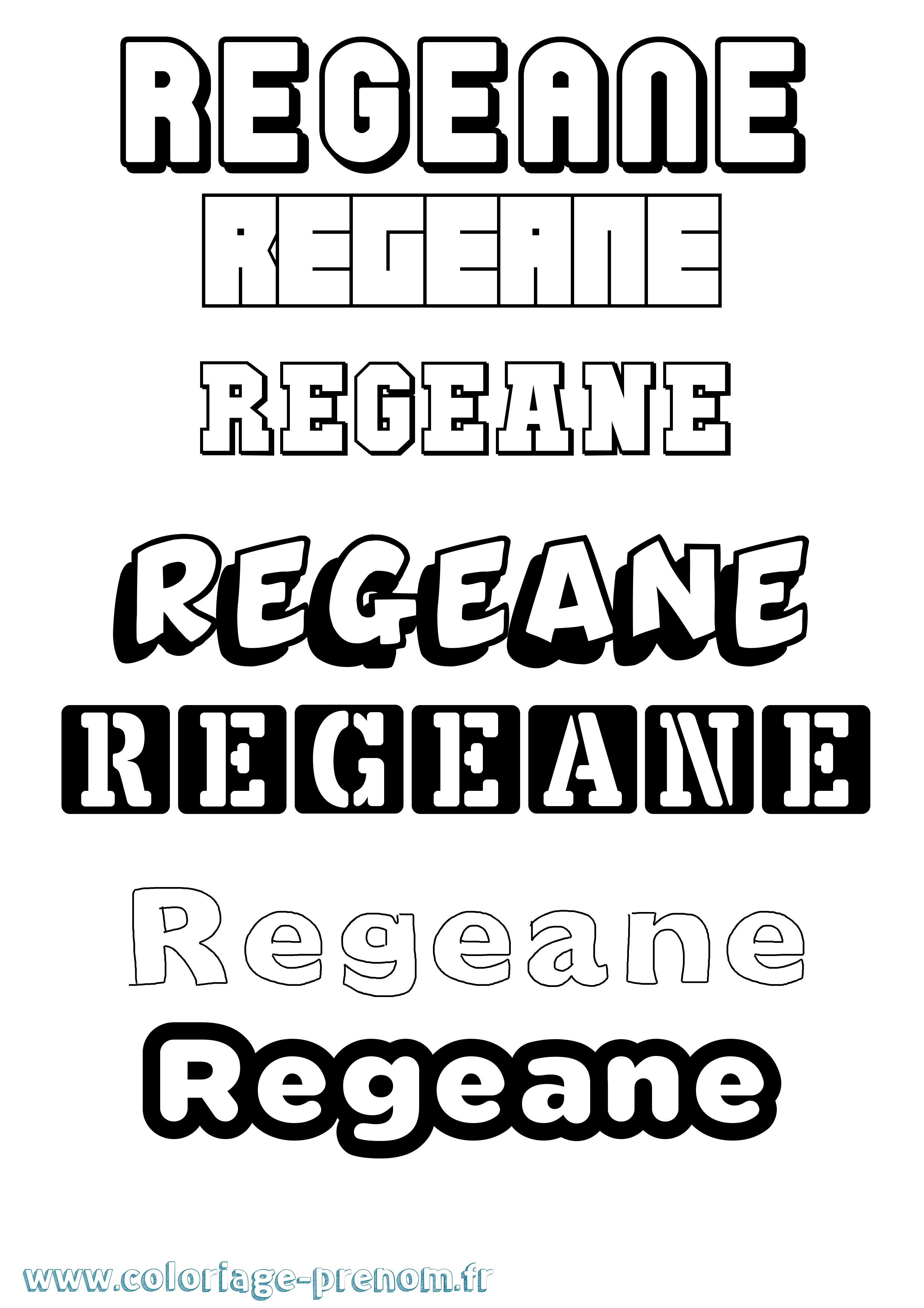 Coloriage Regeane Simple Coloriage prénom Regeane Simple