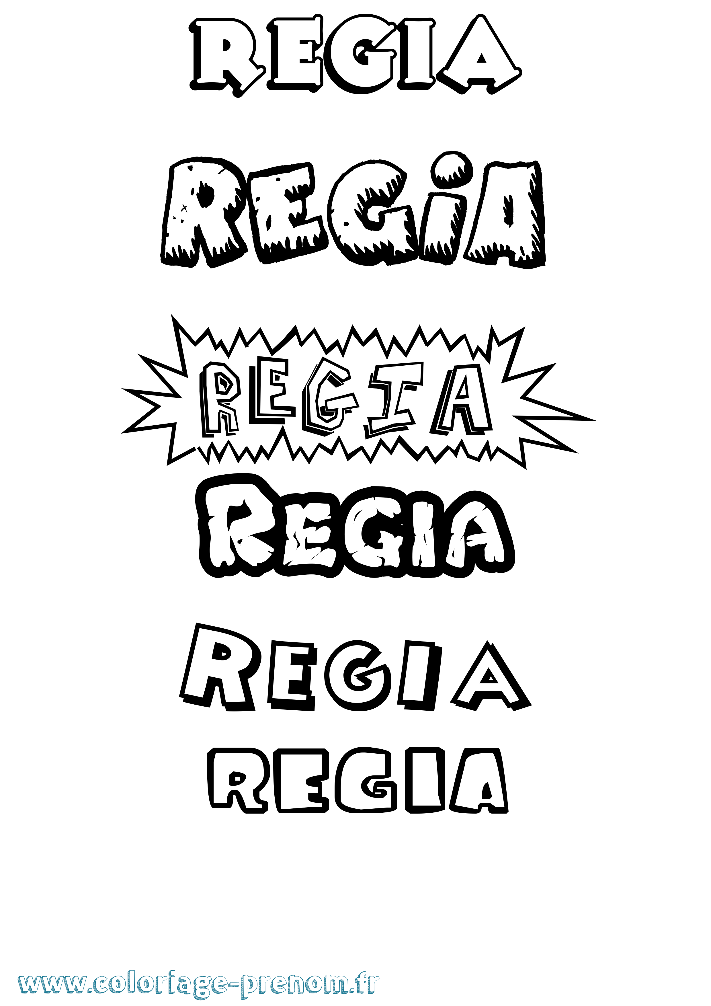 Coloriage Regia Dessin Animé Coloriage prénom Regia Dessin Animé